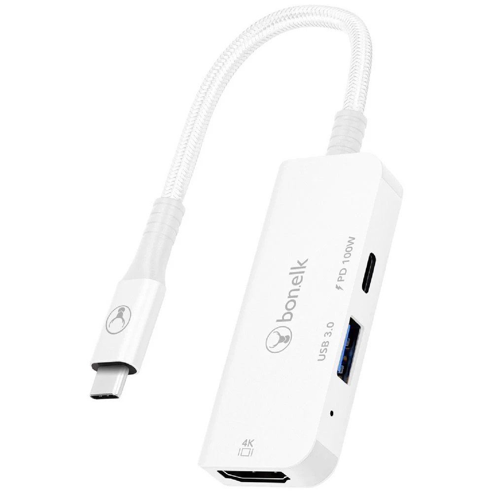 1 Bonelk USB-C 3-in-1 Multiport Hub White, 1 of 6