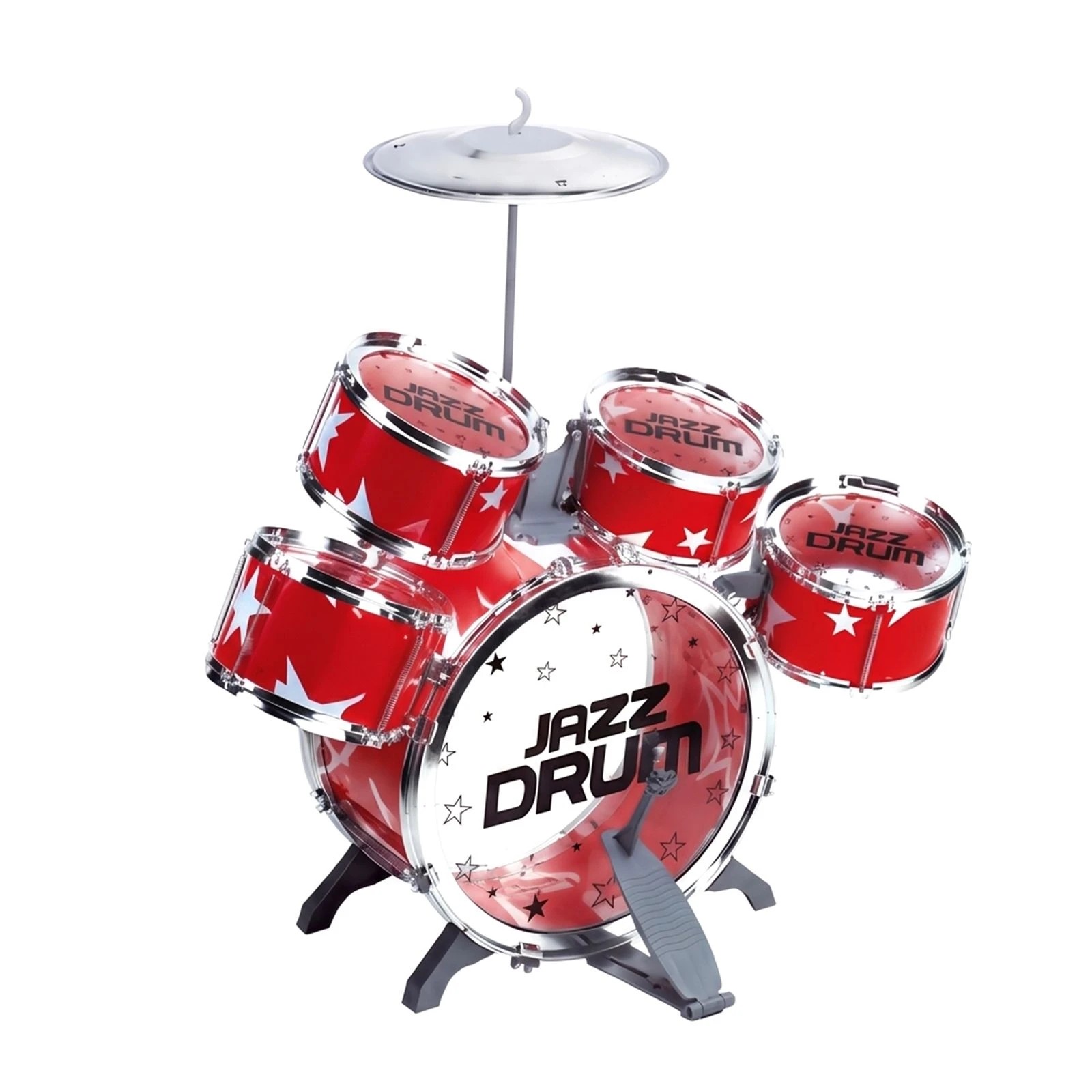 5 Ausway Red Kids Drum Set with Stool - 5-Piece Beginner Musical Instrument Toy, 5 of 6