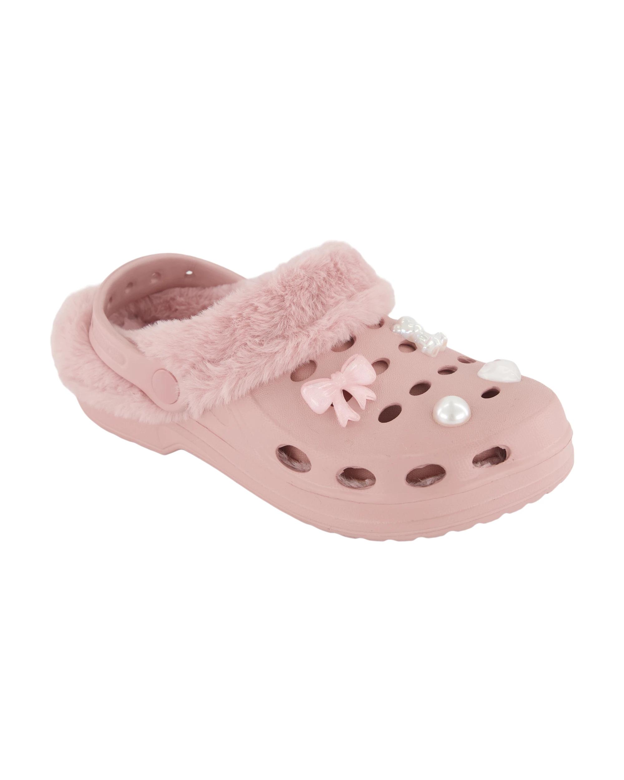 1 Senior Faux Fur Lined Clogs Pink Jewel, 1 of 3