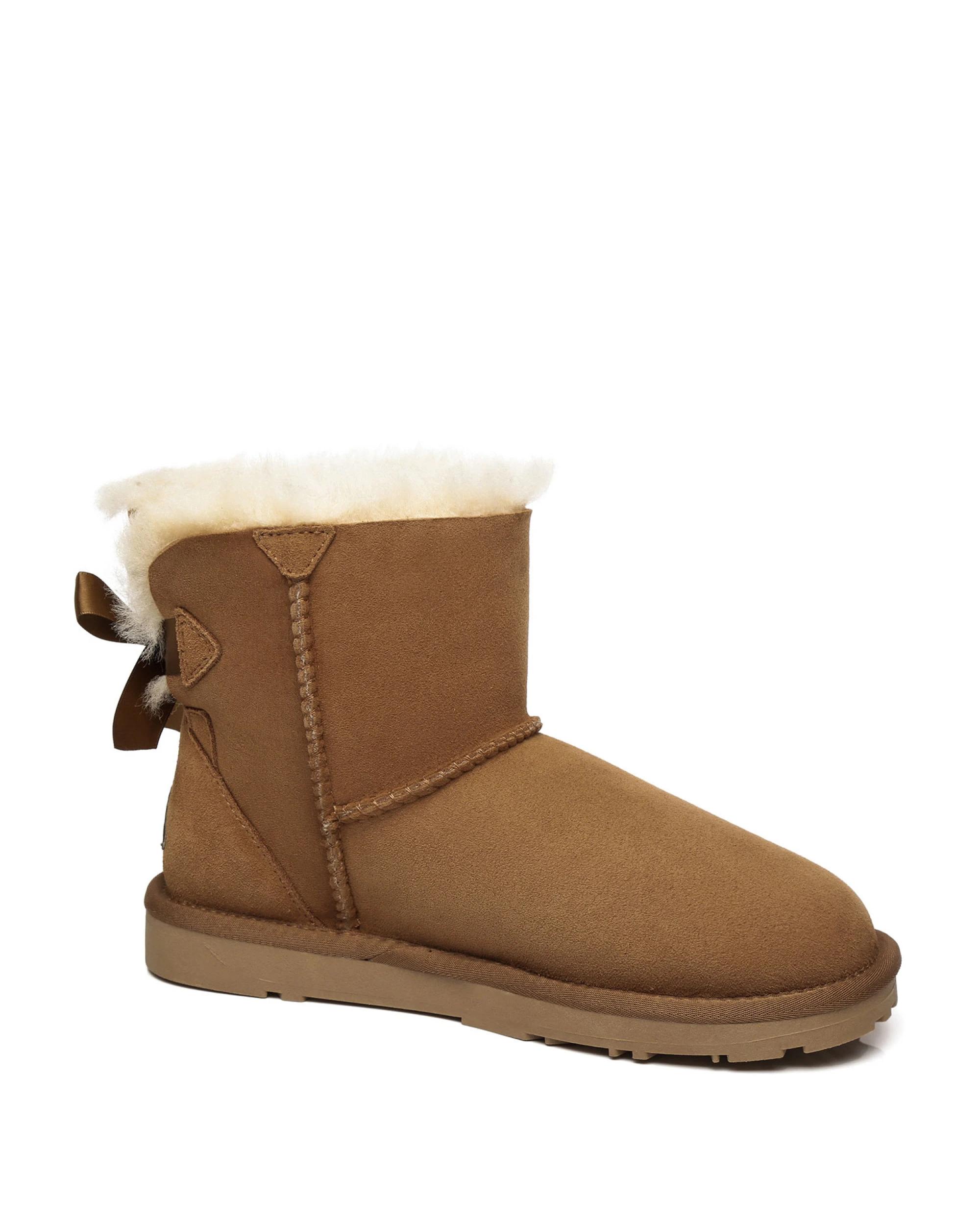 2 Everau Womens Mini Back Bow UGG Boots CHESTNUT, 2 of 5