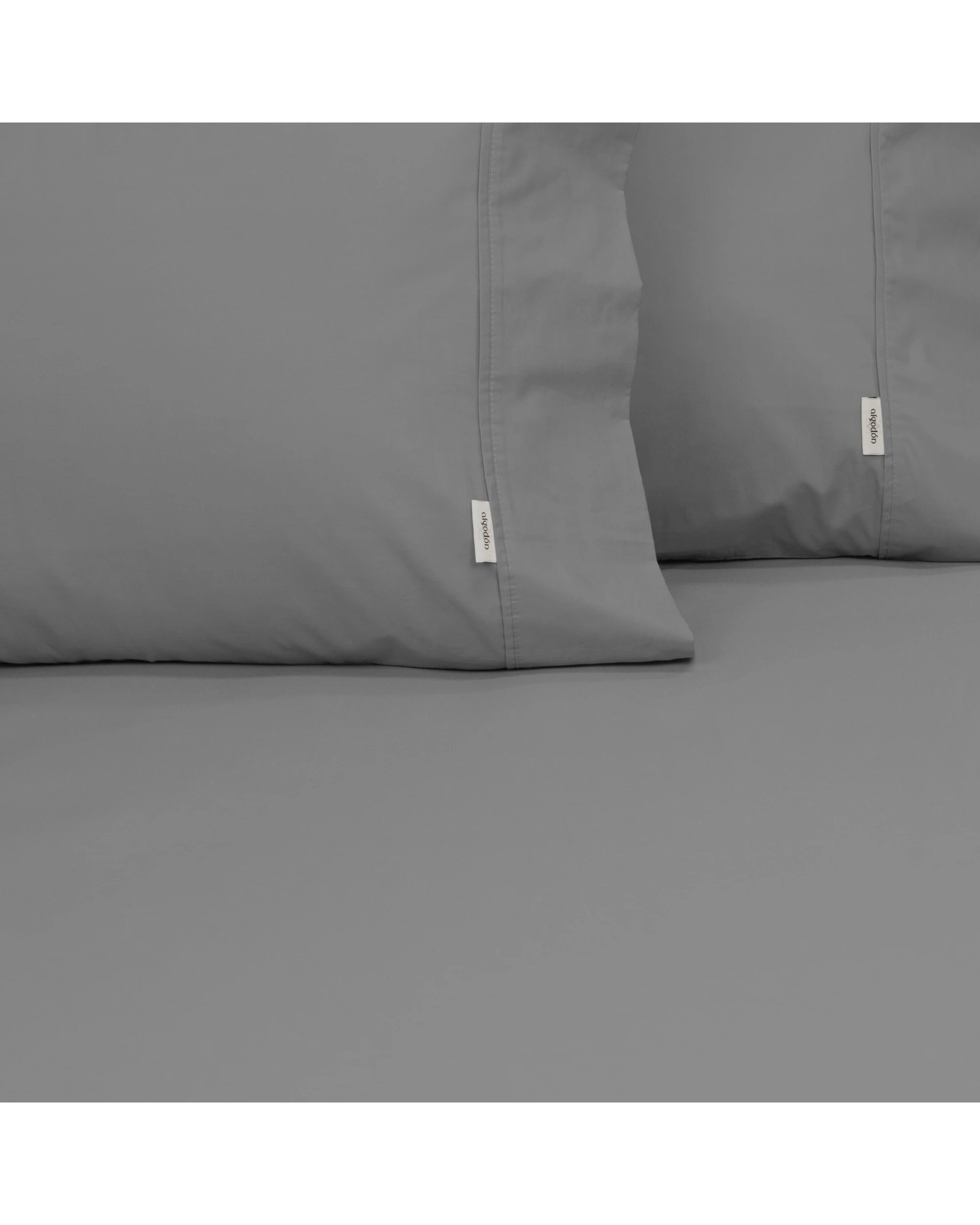 2 Algodon Combo 300TC Cotton Fitted Bed Bedding Sheet Set - Single Bed - Charcoal, 2 of 4