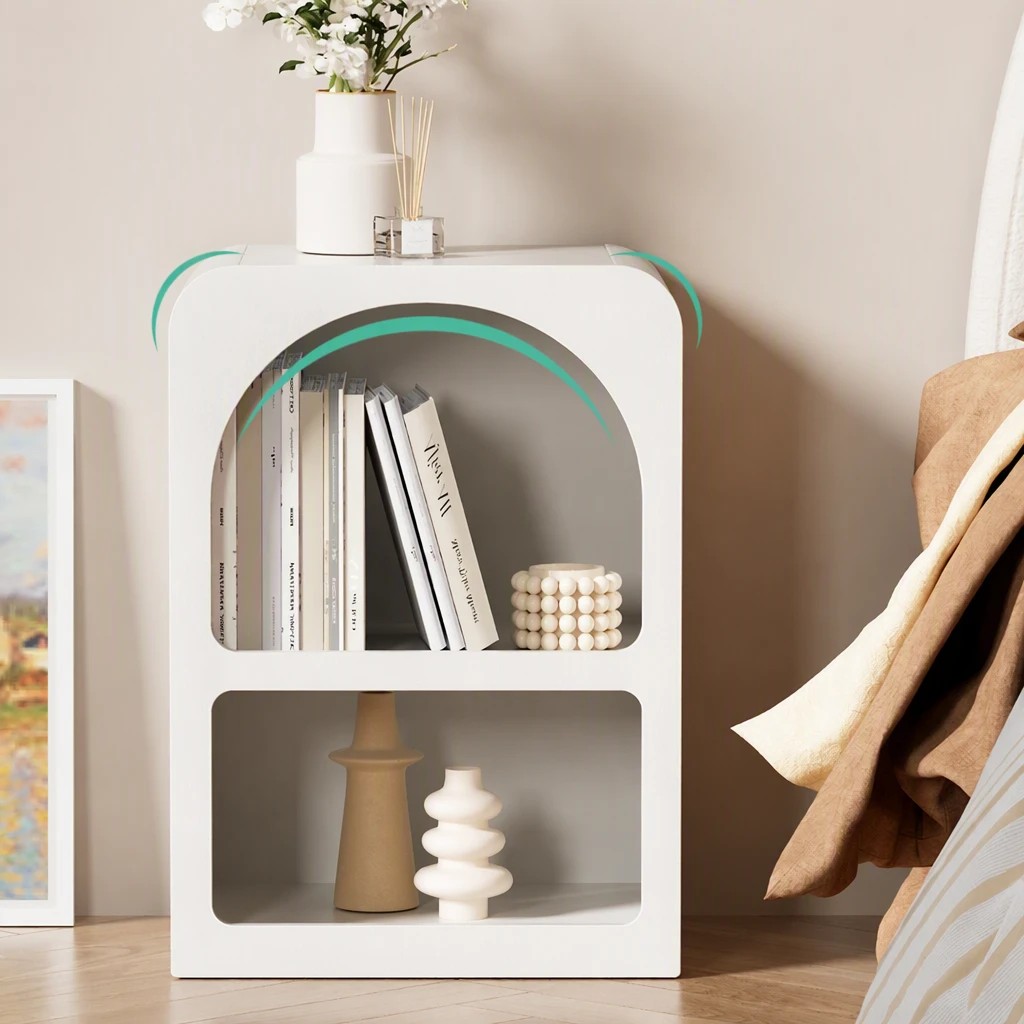 5 Artiss 2x Bedside Table 2 Shelves - ARCHED - White, 5 of 6