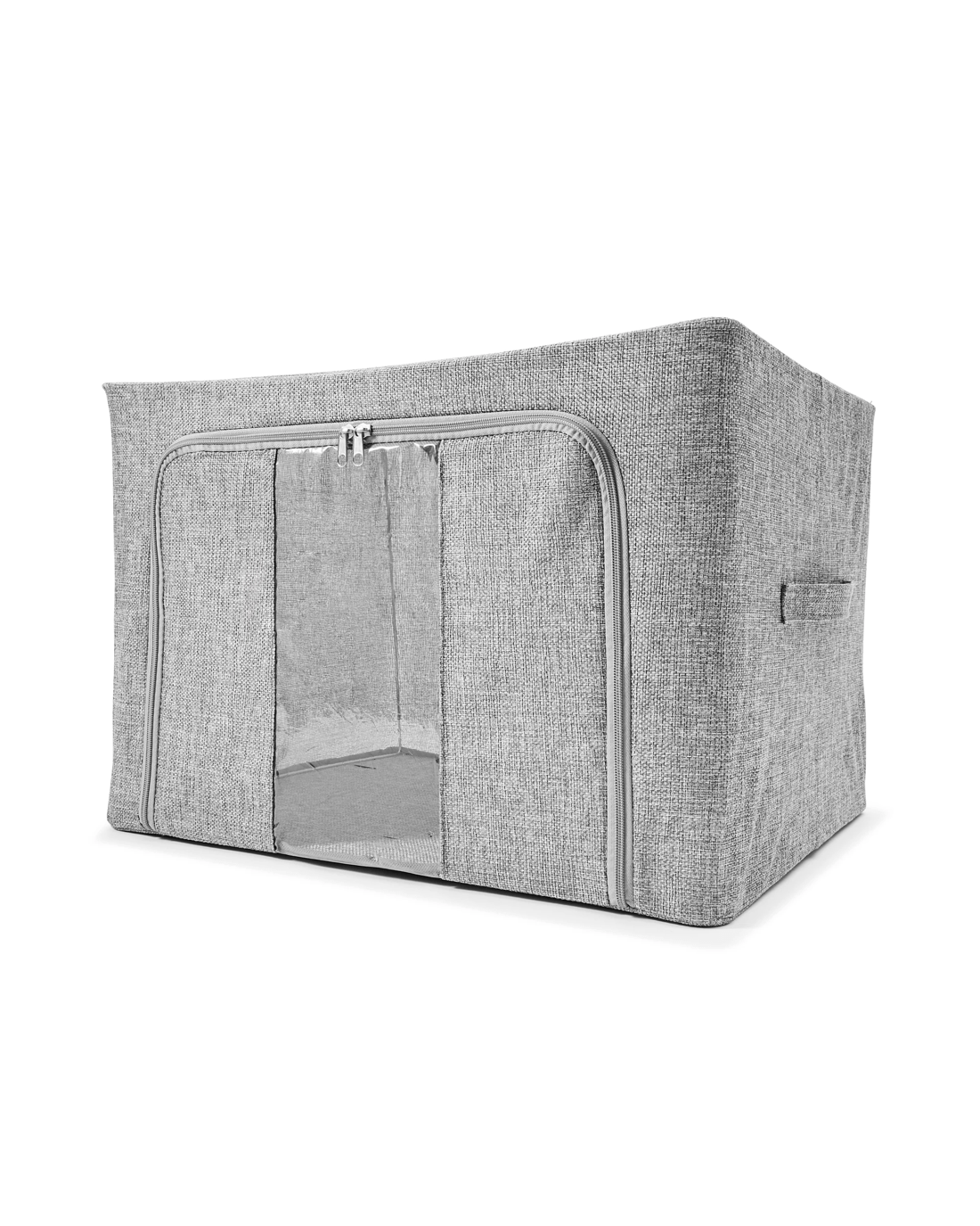 3 Linen Look Collapsible Box with Window - Large, Charcoal, 3 of 10
