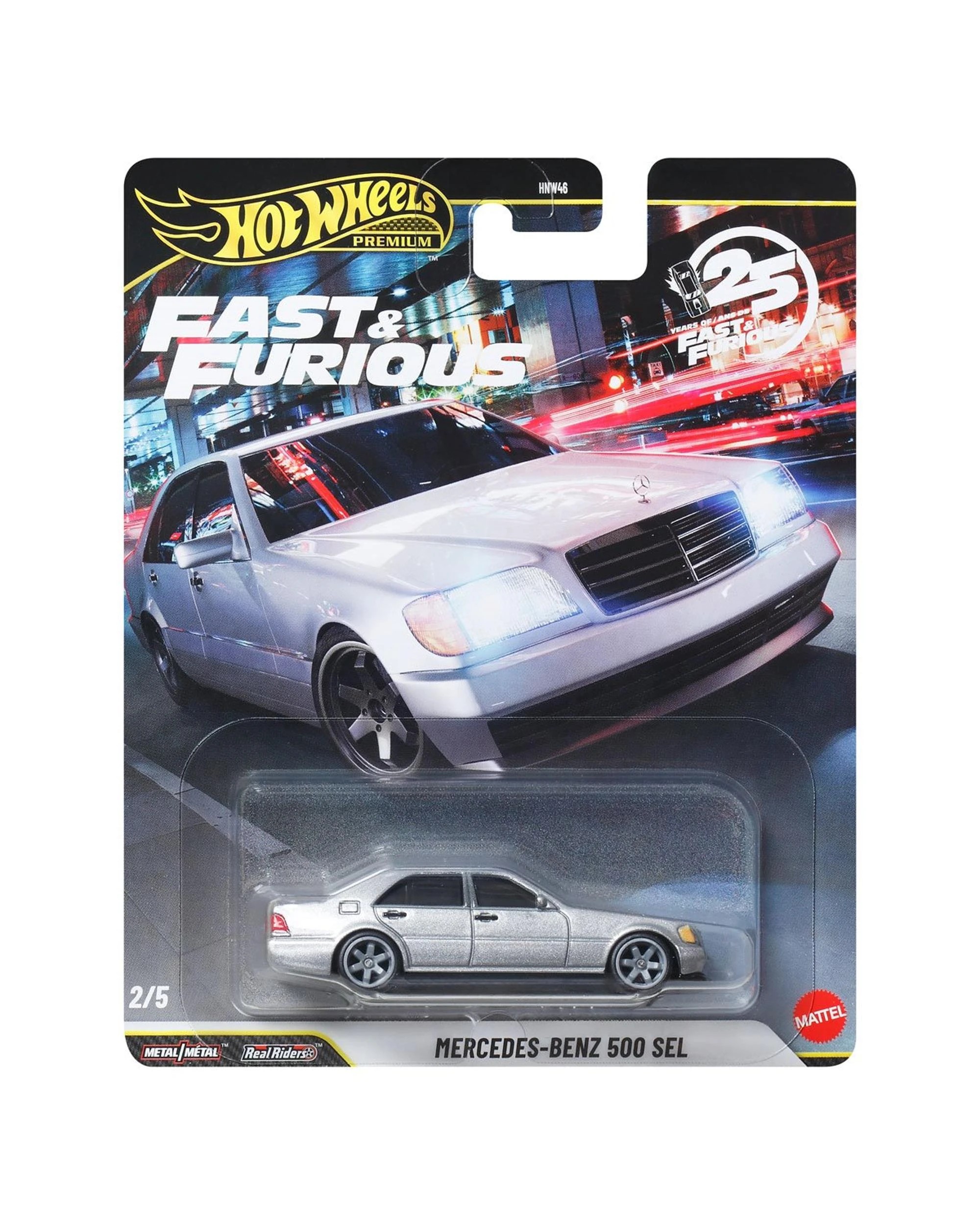 1 Hot Wheels Premium Fast and Furious 25 Years Mercedes-Benz 500 SEL Diecast Vehicle - Silver, 1 of 1