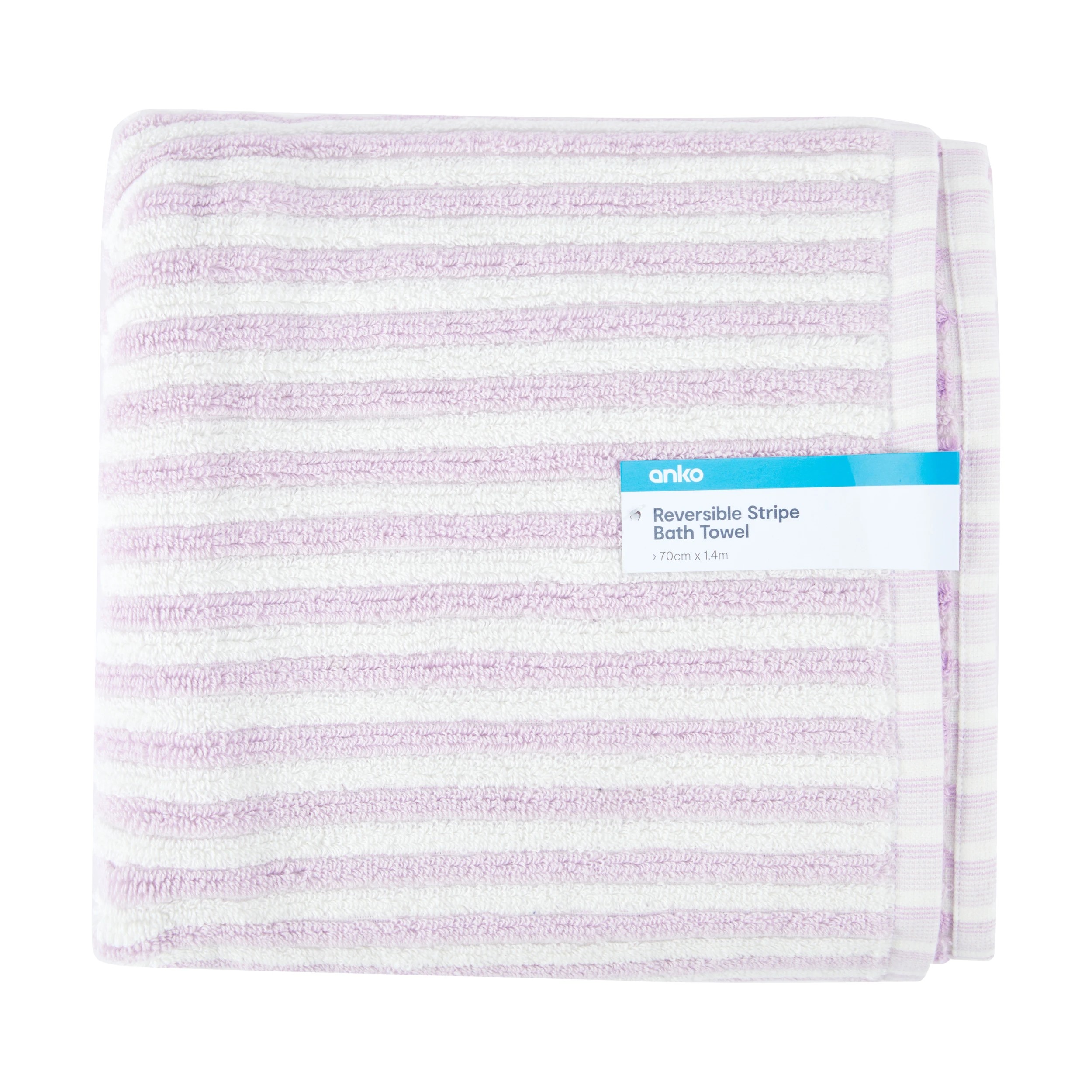 5 Cotton Reversible Stripe Bath Towel - Lilac, 5 of 6