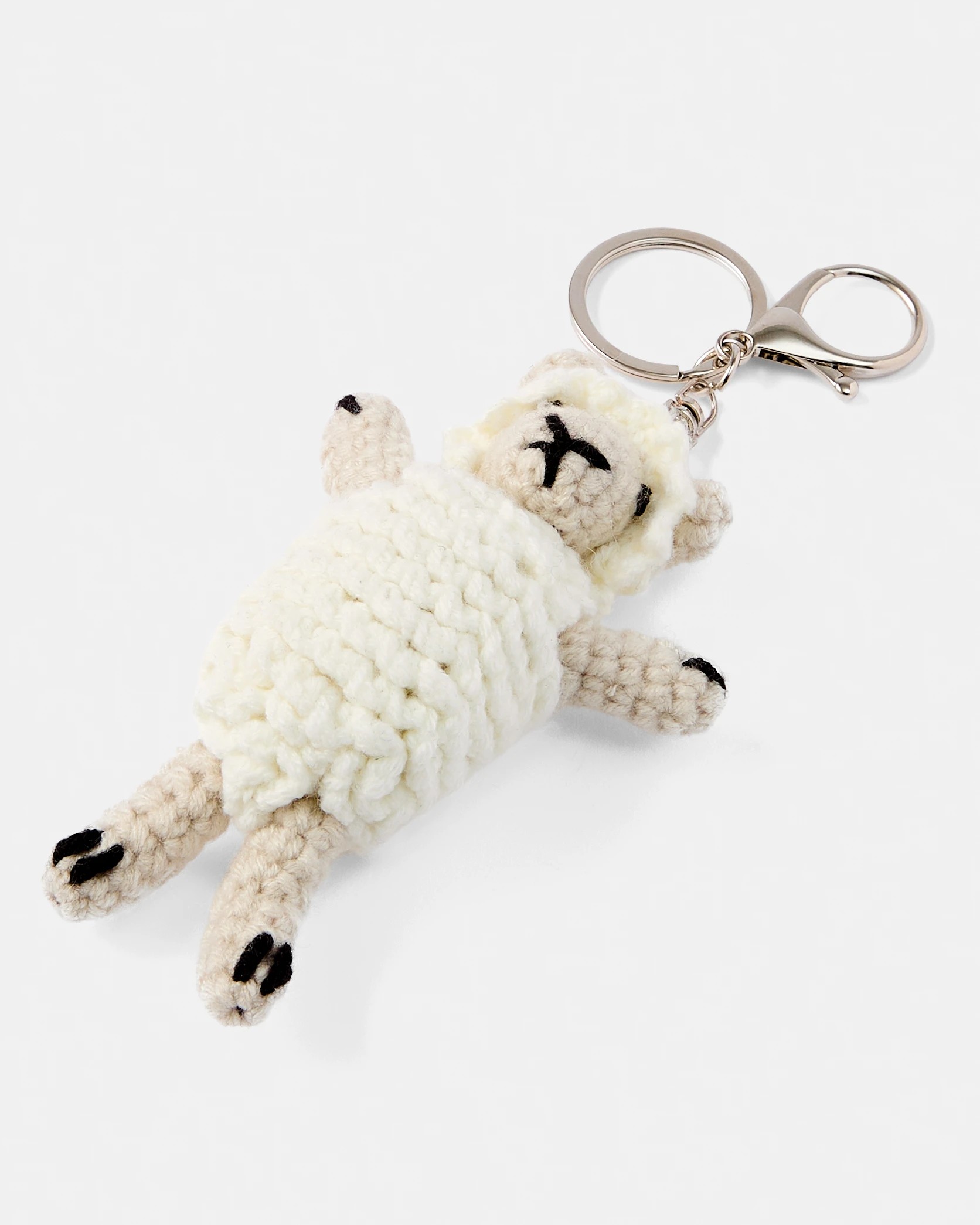 2 Crochet Sheep Charm Keyring - White and Silver Tone, 2 of 3