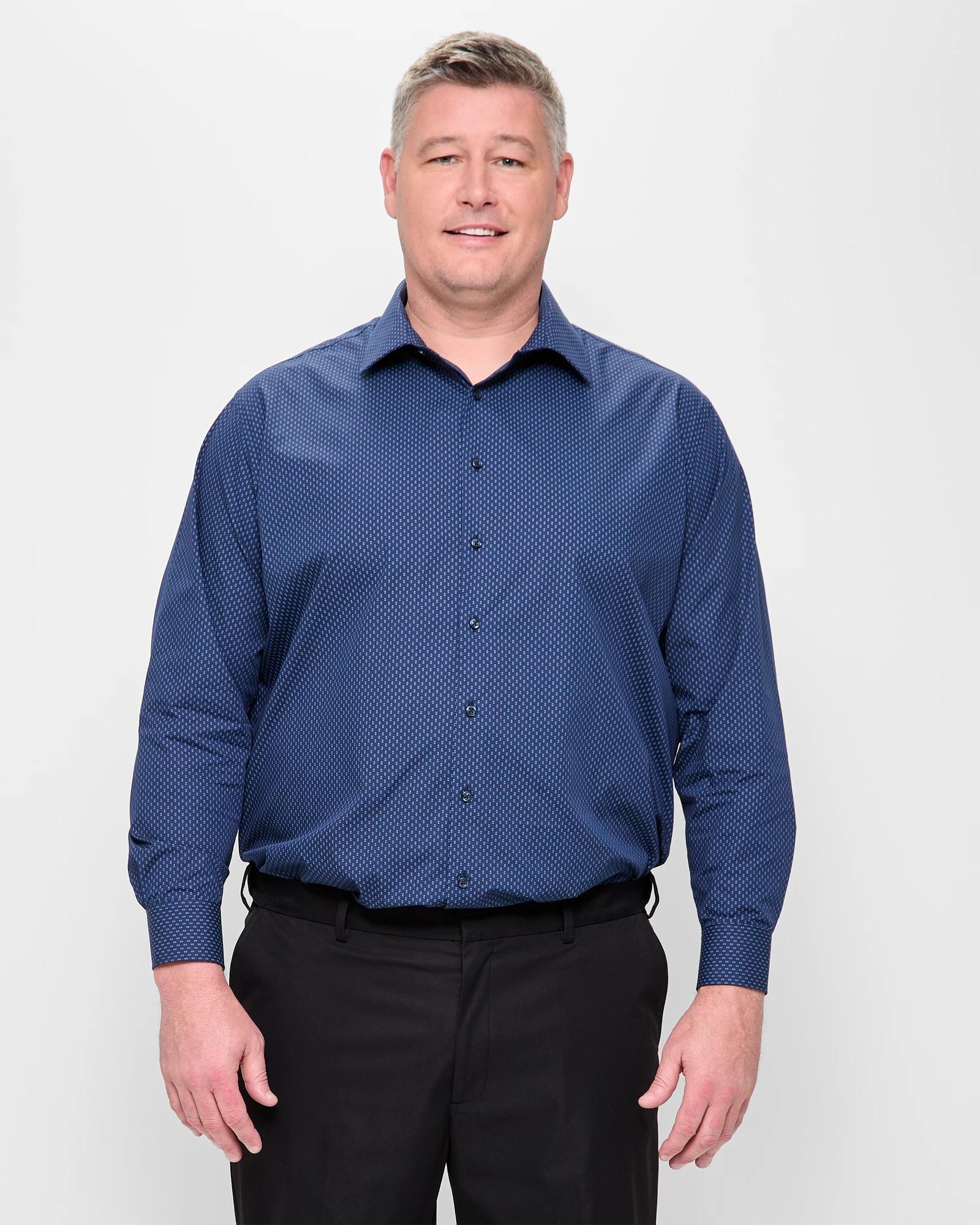 1 Target Plus Size Long Sleeve Micro Geo Print Shirt NAVY MICRO GEO, 1 of 5