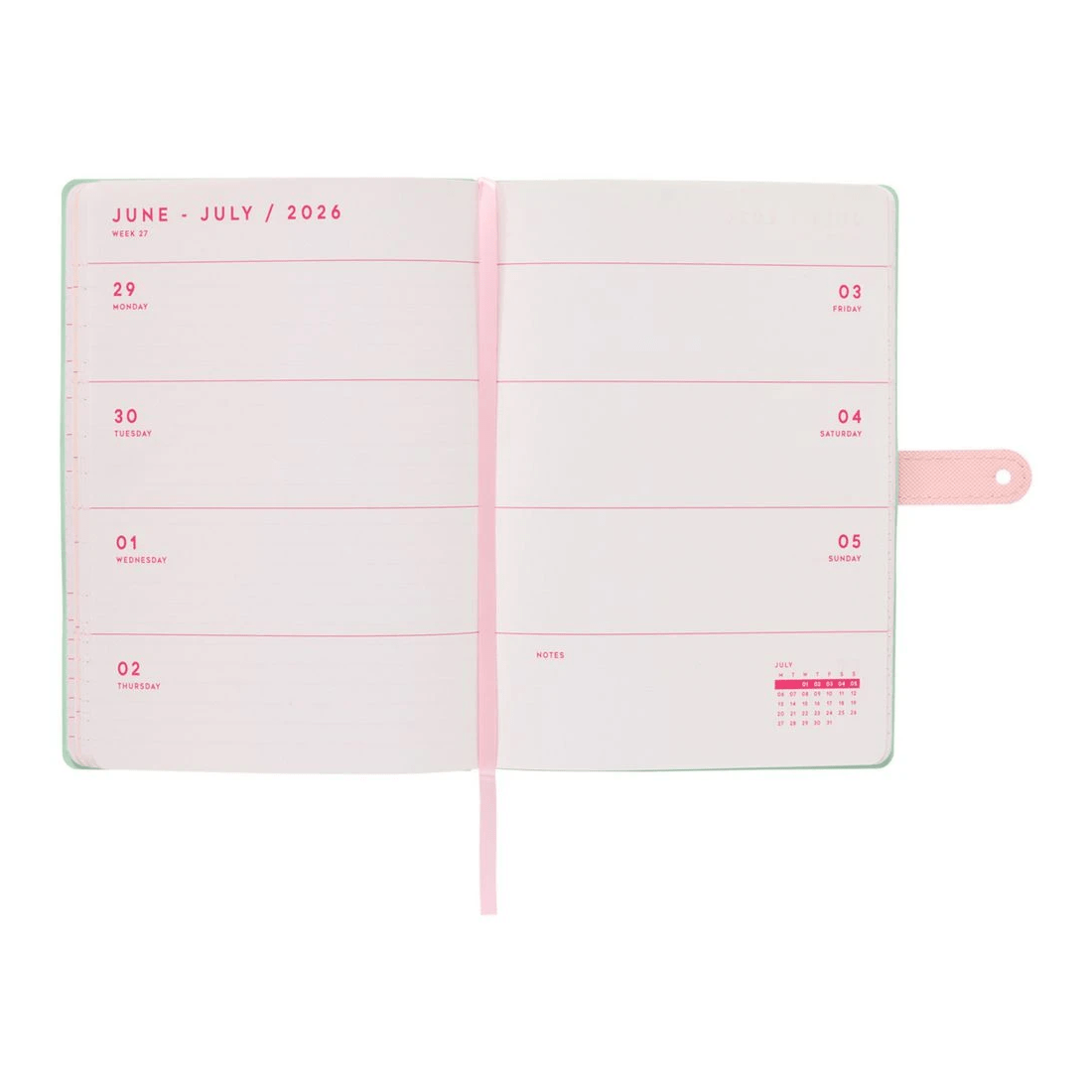 7 Otto A5 Week to View 2026 Colour Block Diary Jelly Mint, 7 of 7