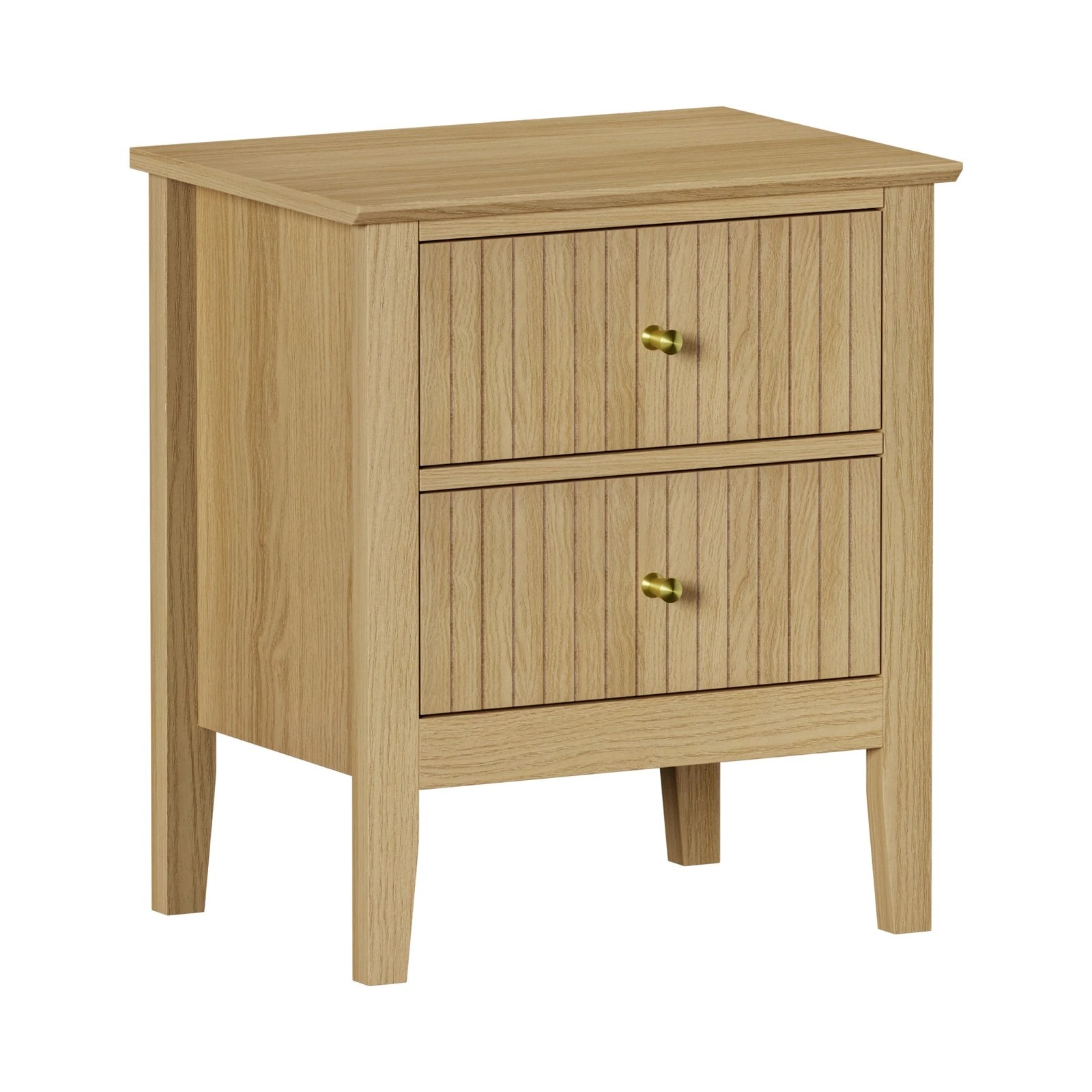 6 Oikiture Bedside Table 2 Drawers Nightstand Cabinet Gold Handle - Natural, 6 of 8
