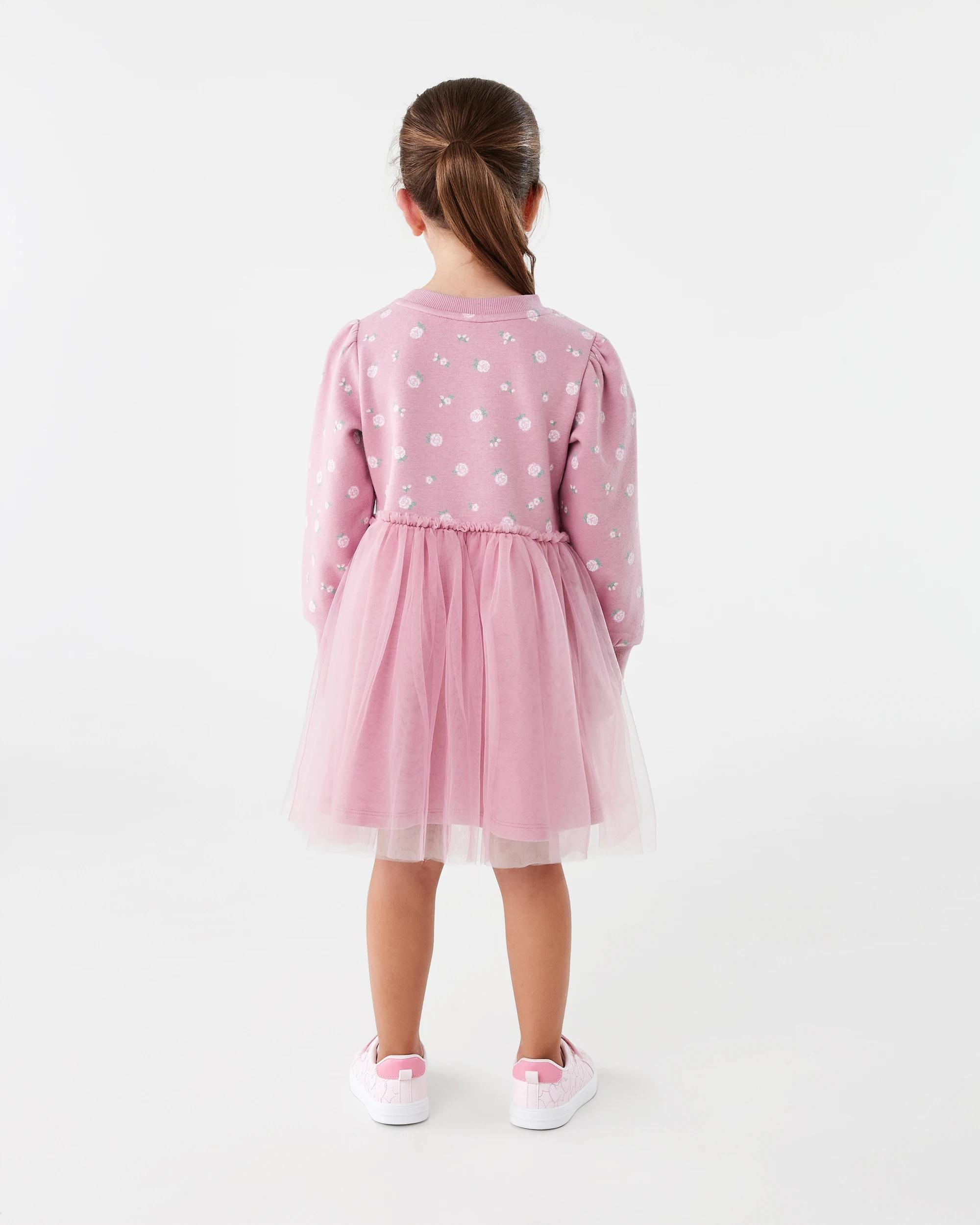 8 Long Sleeve Fleece Tutu Dress Pink Rose, 8 of 8