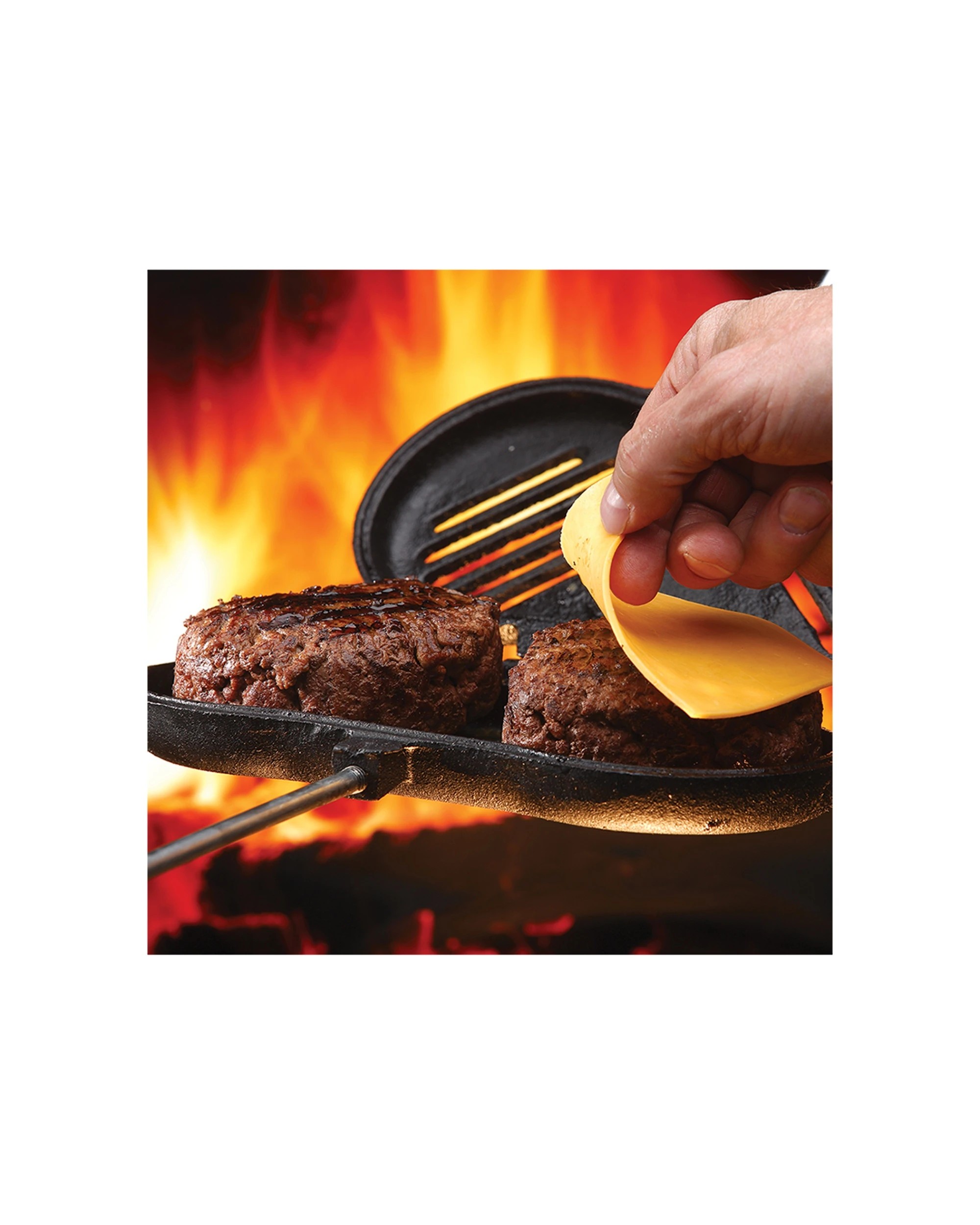 3 Coghlans Double Cast Iron Broiler Pre-Seasoned Removable Wooden Handles - Multi, 3 of 3