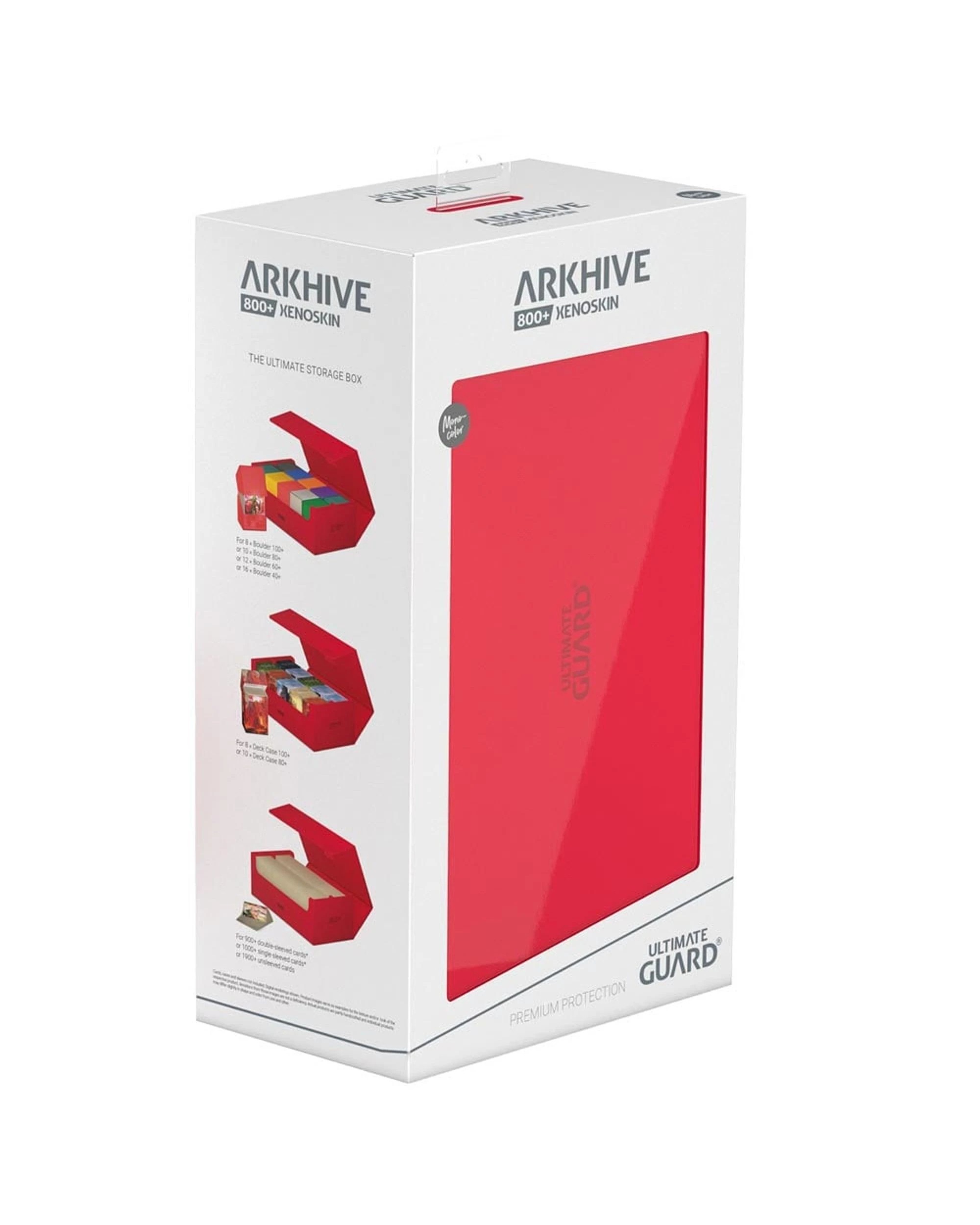 1 Ultimate Guard Arkhive 800+ Xenoskin Flip Case Standard Size Deck Box - Monocolour Red - Red, 1 of 6