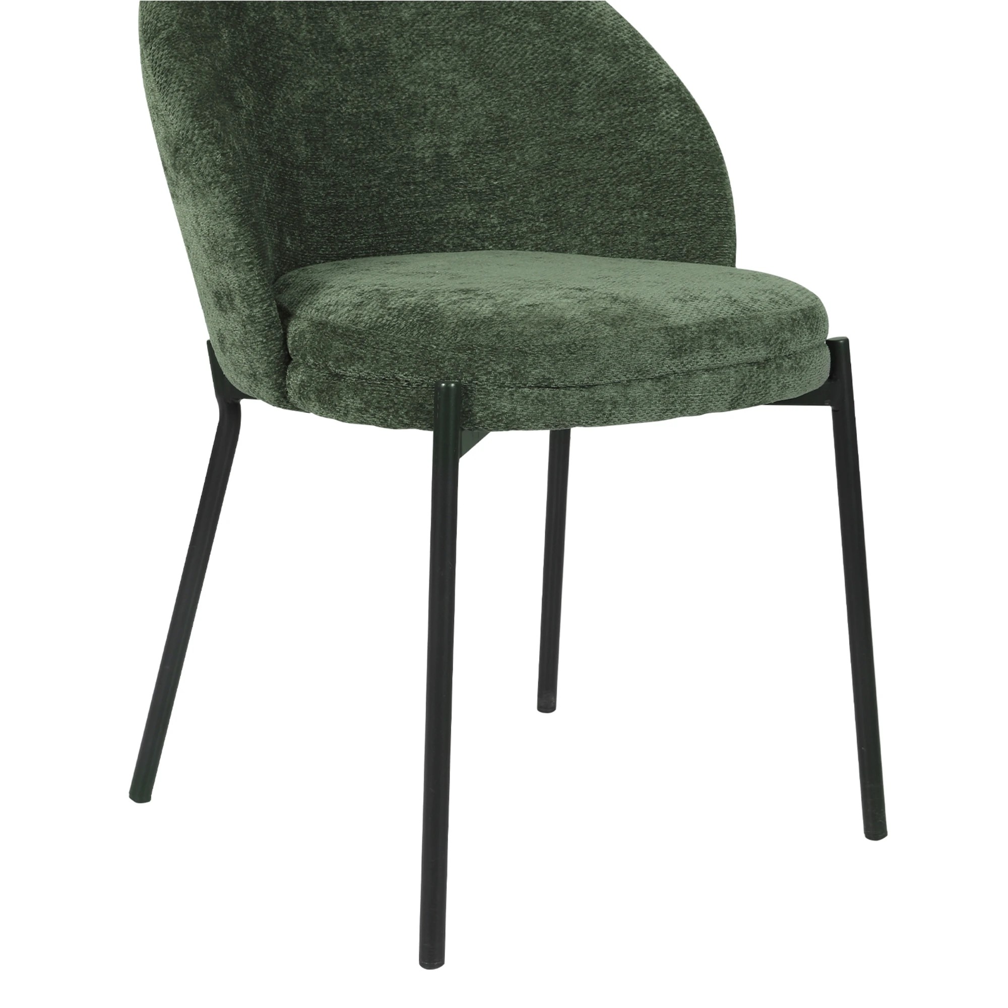 5 Levede 2x Dining Chairs Soft Padded Cotton-Linen Seat Metal Legs Olive - Green, 5 of 8