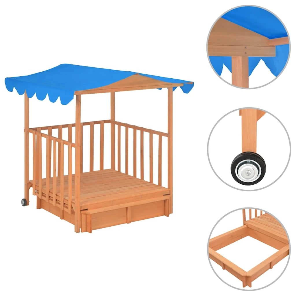 2 Vidaxl Playhouse With Sandbox Wooden Playhouse With Sandbox - Blue, 2 of 9