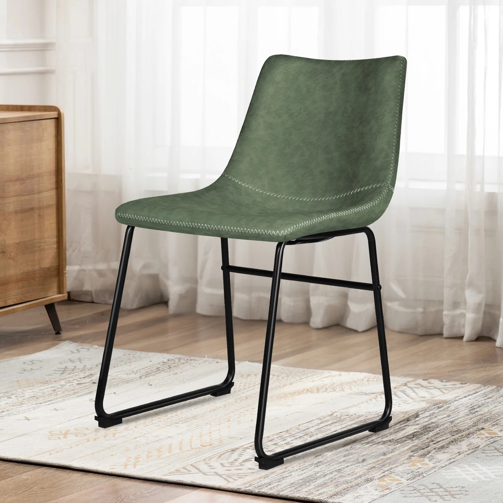 6 Alfordson 4x Dining Chairs Kitchen Lounge Cafe Seat Retro PU Leather - Green, 6 of 8