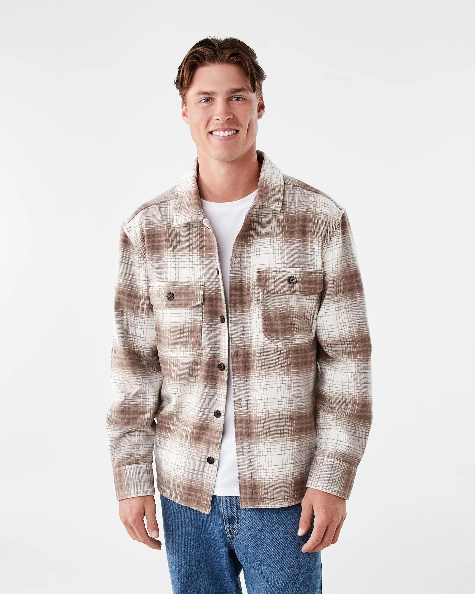 2 Long Sleeve Check Overshirt Brn Check, 2 of 9