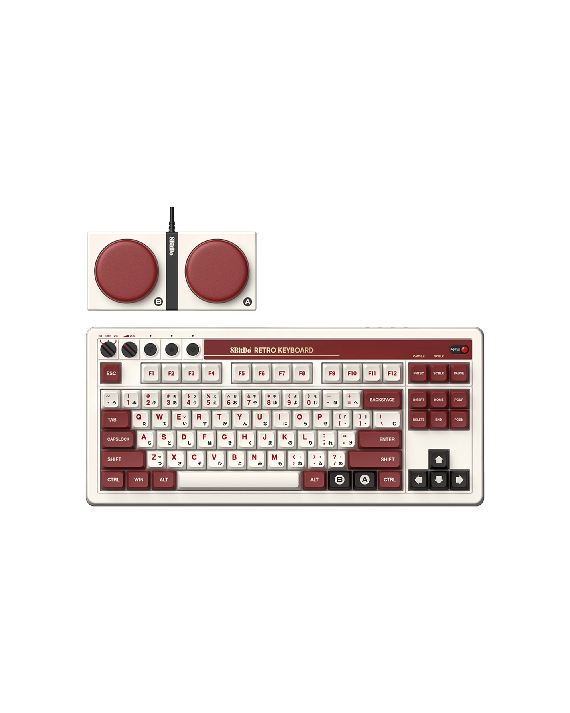 1 8bitdo Retro 87-key Mechanical Gaming Keyboard For Android Windows Fami Edition - White, 1 of 10