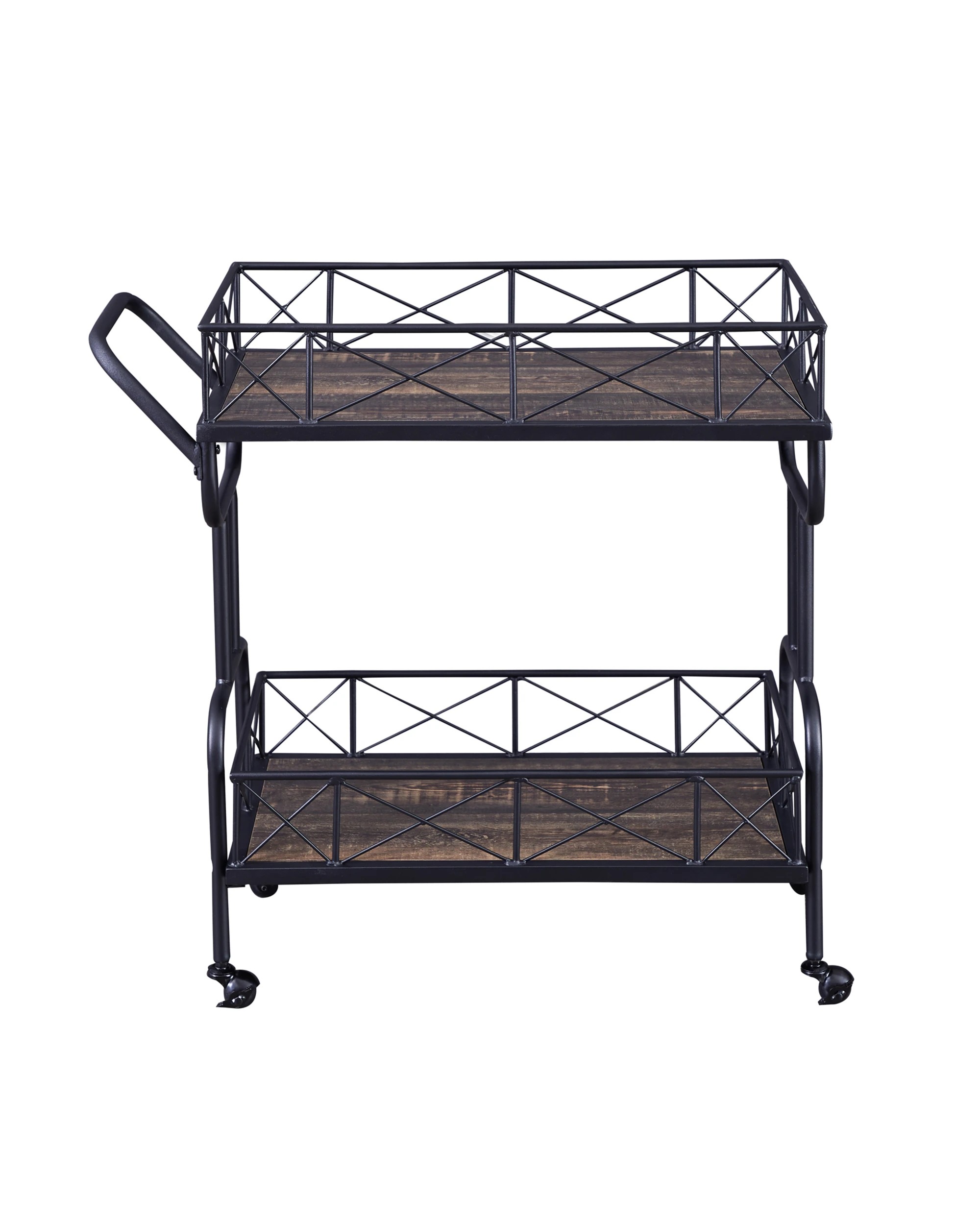 1 IHOMDEC Drink Trolley Wood and Metal Bar Carts - Black, 1 of 10