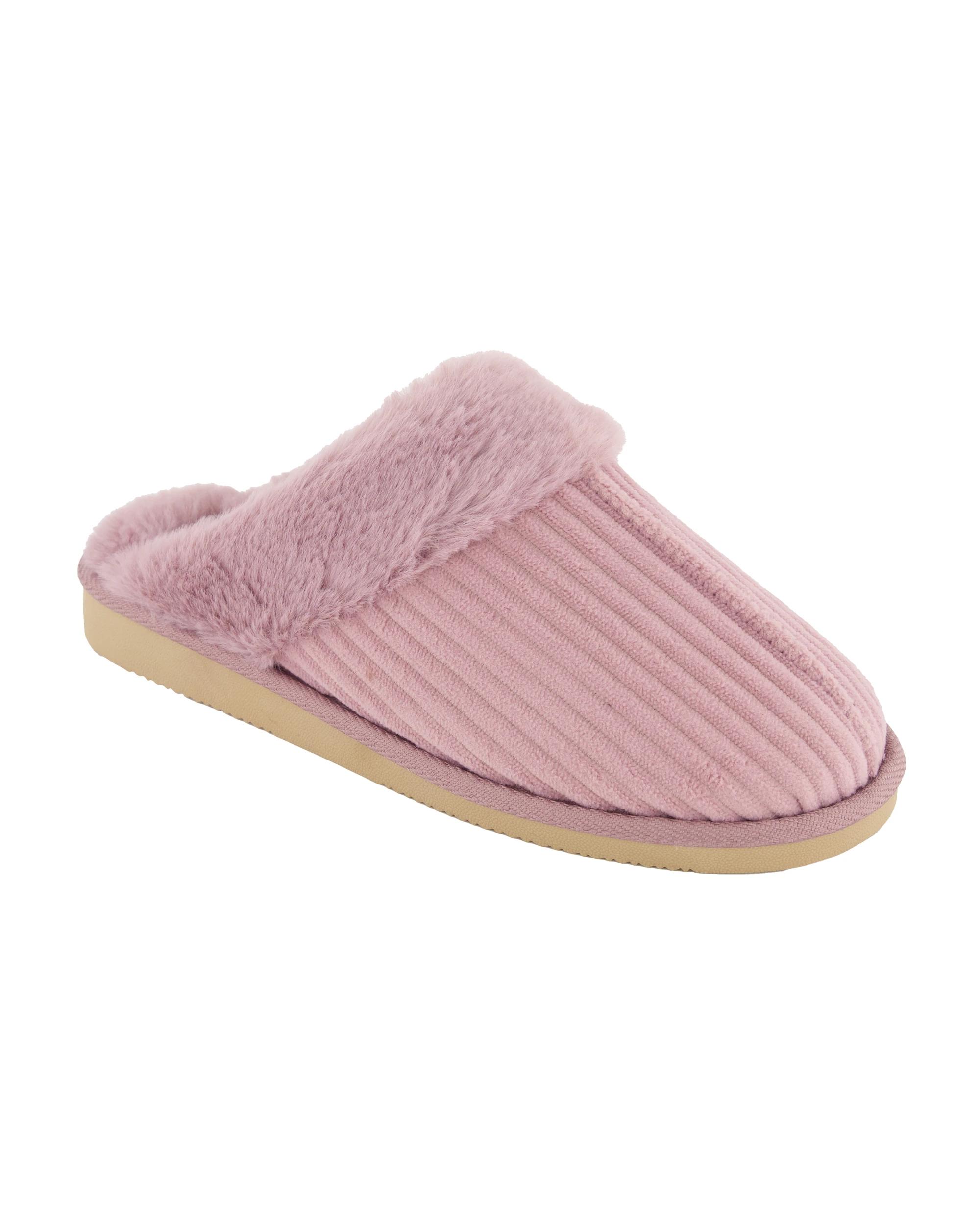 1 Melange Faux Fur Scuffs Rose, 1 of 3