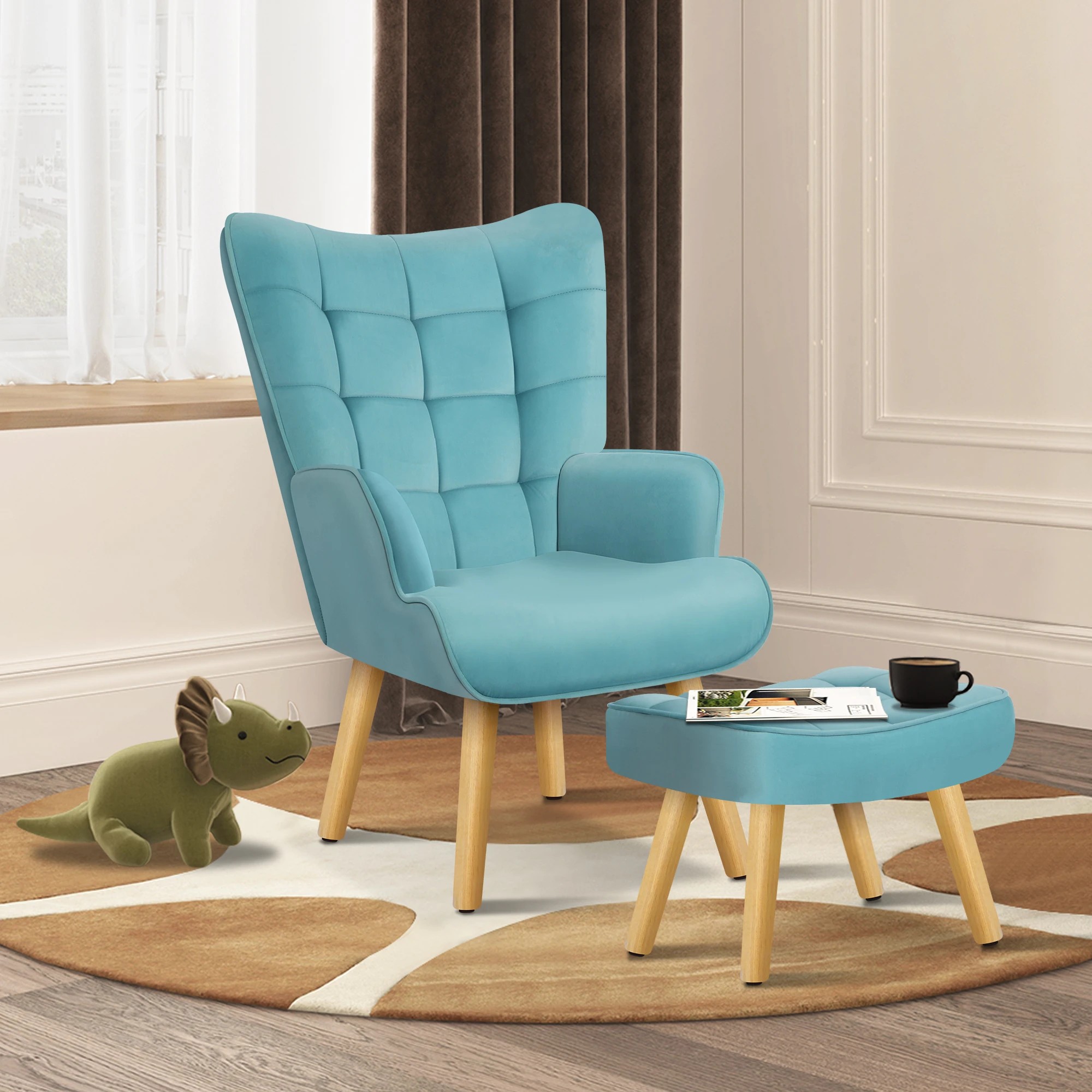 5 Alfordson Armchair Lounge Chair Featherston Replica Accent Chair Couch - Blue, 5 of 10