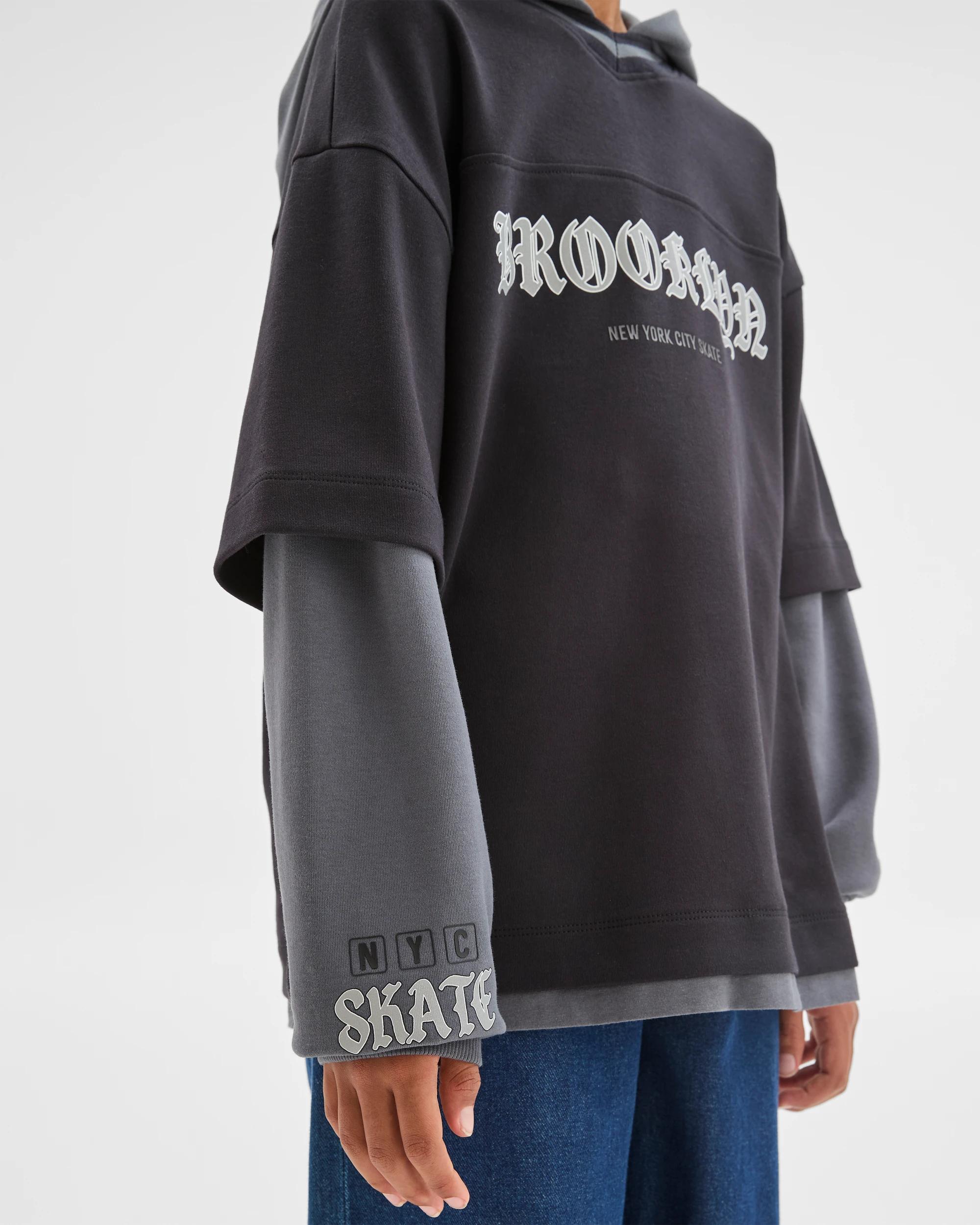 3 Target Kids Australian Cotton Blend Long Sleeve Hooded T-Shirt BLACK, 3 of 6