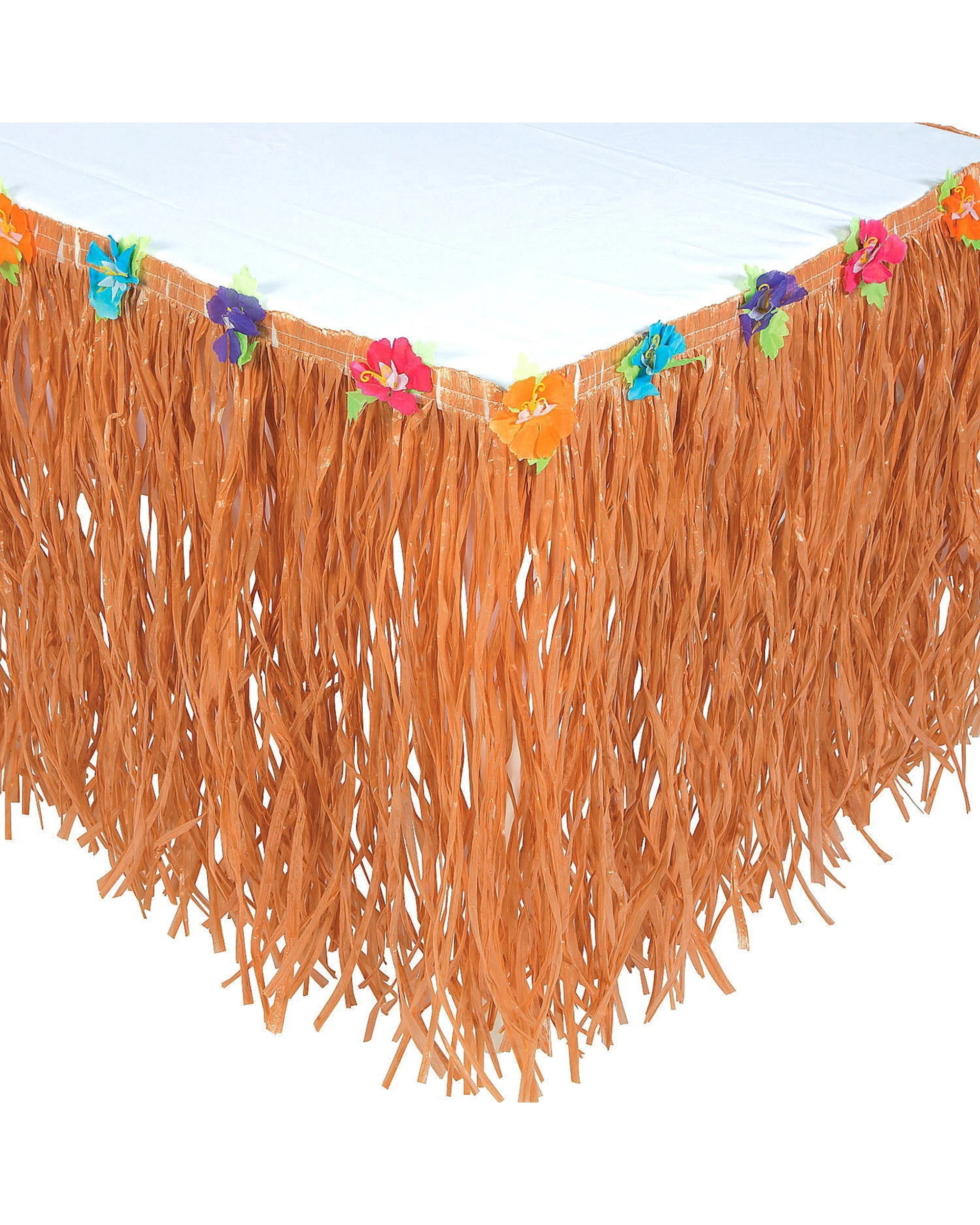 1 Partyrama Natural Colour Hibiscus Artificial Grass Table Skirt, 1 of 1