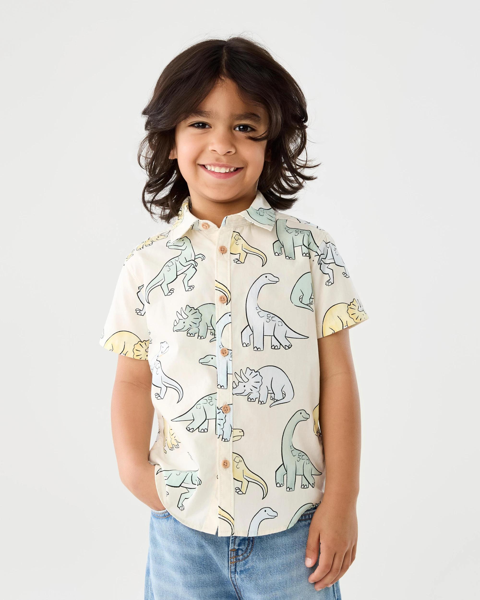 1 Short Sleeve Print Shirt Bge Dino, 1 of 7