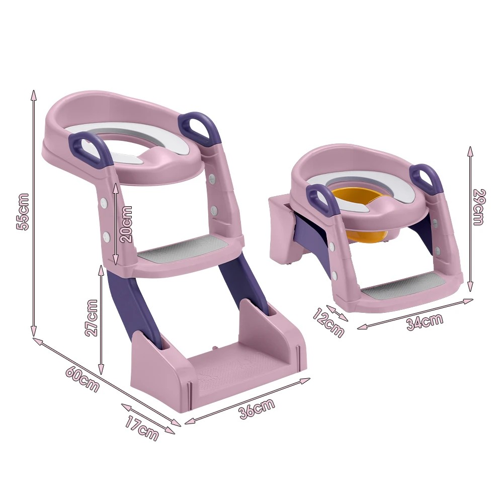 2 PlayPals Kids Potty Trainer Seat Chair Toddler Training Stool with Ladder - Pink, 2 of 3