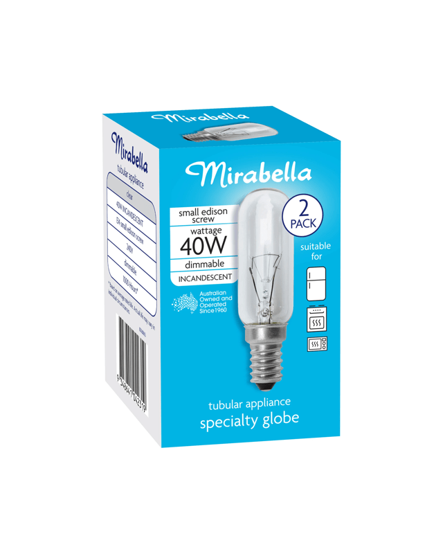 2 Pack Mirabella Tubular Appliance T25 SES Specialty Globe 