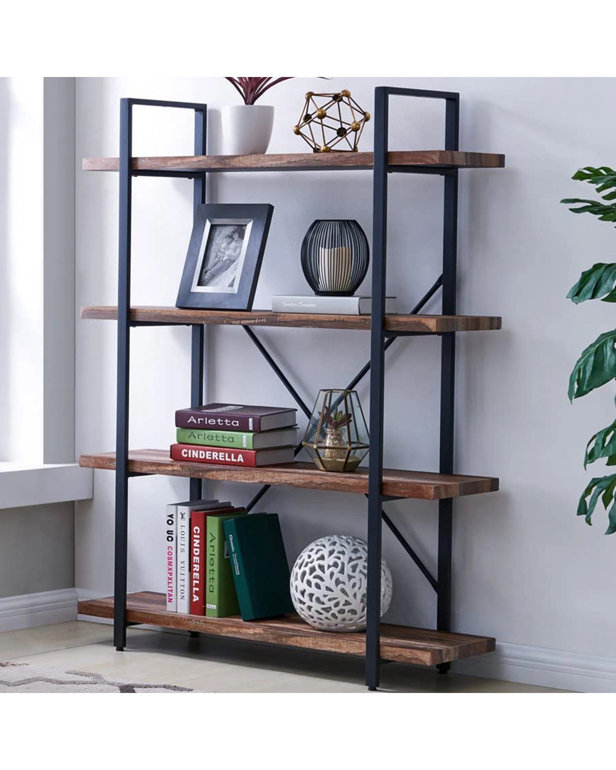 2 IHOMDEC 4 Tier Bookshelf - Brown, 2 of 6