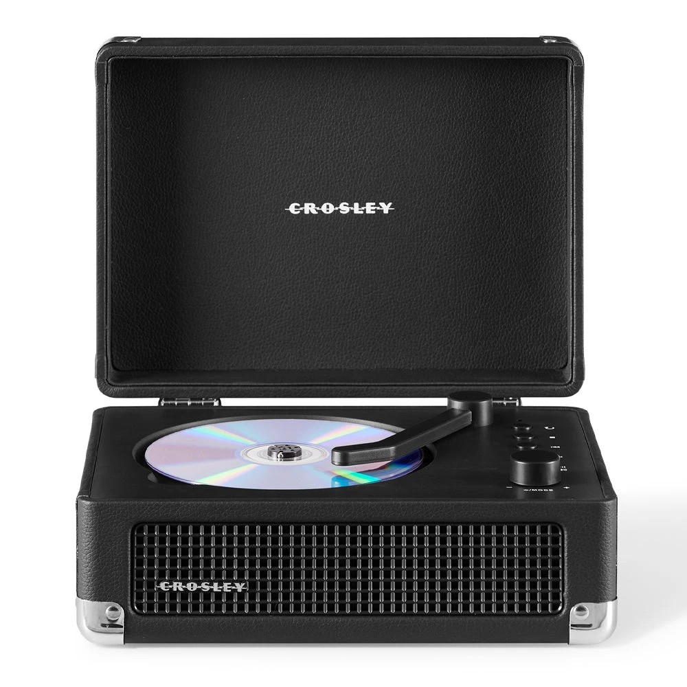 1 Crosley Cruiser Portable Retro CD Player with Stereo Bluetooth Speakers, FM Radio - Black - Black, 1 of 6