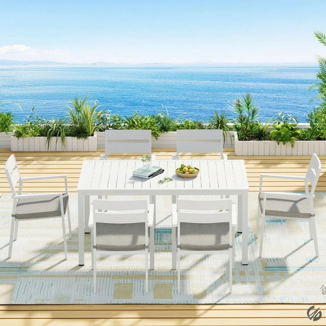 4 Gardeon Outdoor Dining Set 7-piece Aluminium Table And Chairs Patio Furniture Outdoor Bistro Set Uv Resistant - White, 4 of 6