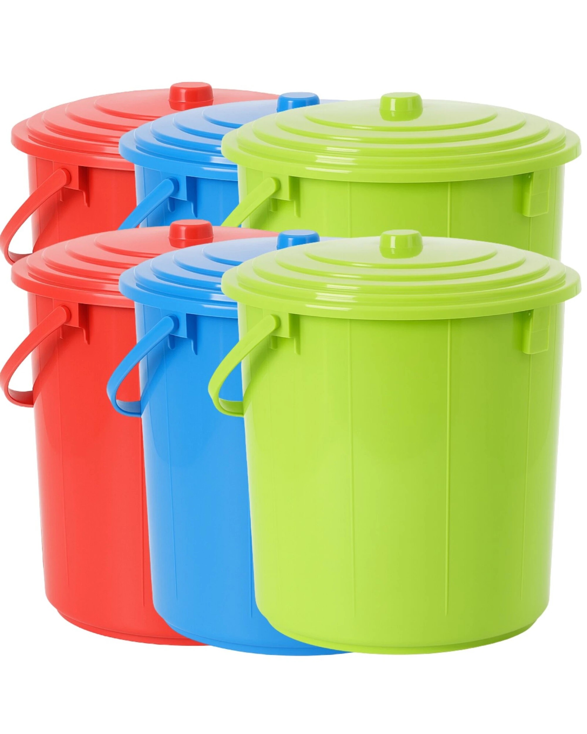 1 BR Home 6x Plastic Buckets with Lid & Carry Handle 16L – Assorted Colours (30D x 28H cm), 1 of 4
