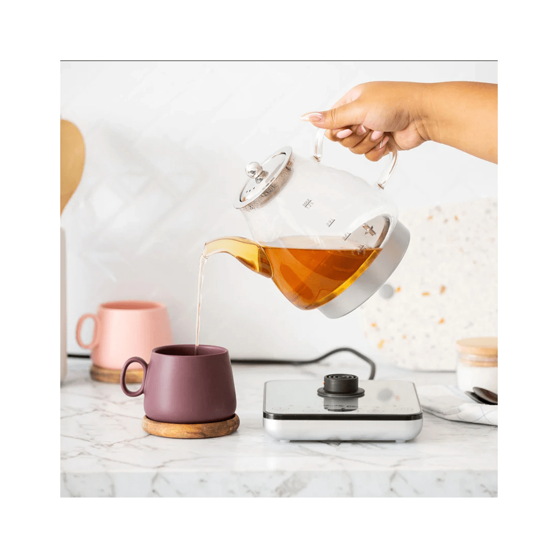 3 Healthy Choice Electric 800w 1.2l Digital Glass Kettle W/tea Infuser/keep Warm
 - Silver, 3 of 6