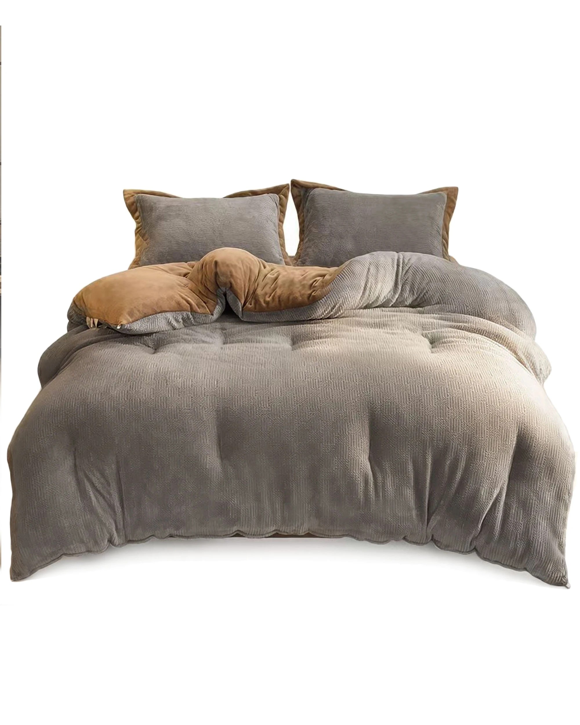 1 Cotton More Thick Warm Blanket Reversible Jacquard Milk Velvet 200x230cm - Grey, 1 of 3