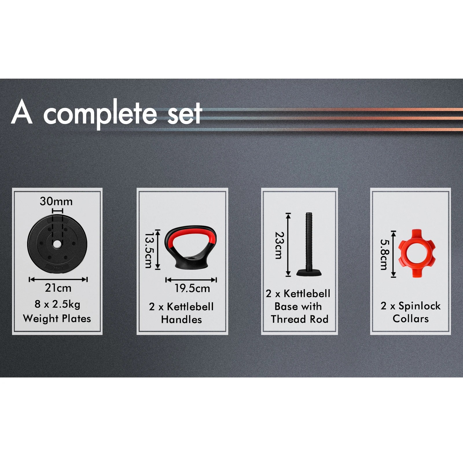 3 Black Lord Kettlebell Set 20kg Adjustable Weight Lifting Dumbbell Set Push Up Gym, 3 of 4