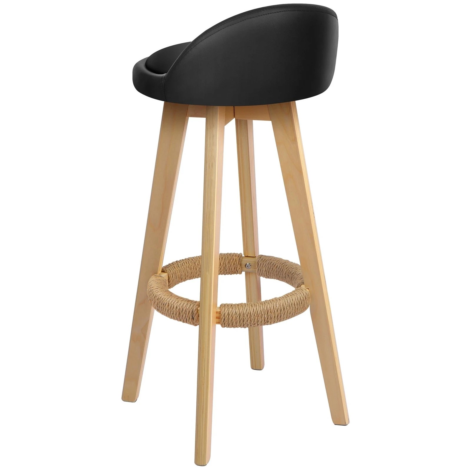 6 Alfordson 2x Kitchen Bar Stools Liam Wooden Swivel Bar Stool Chairs - Black, 6 of 9