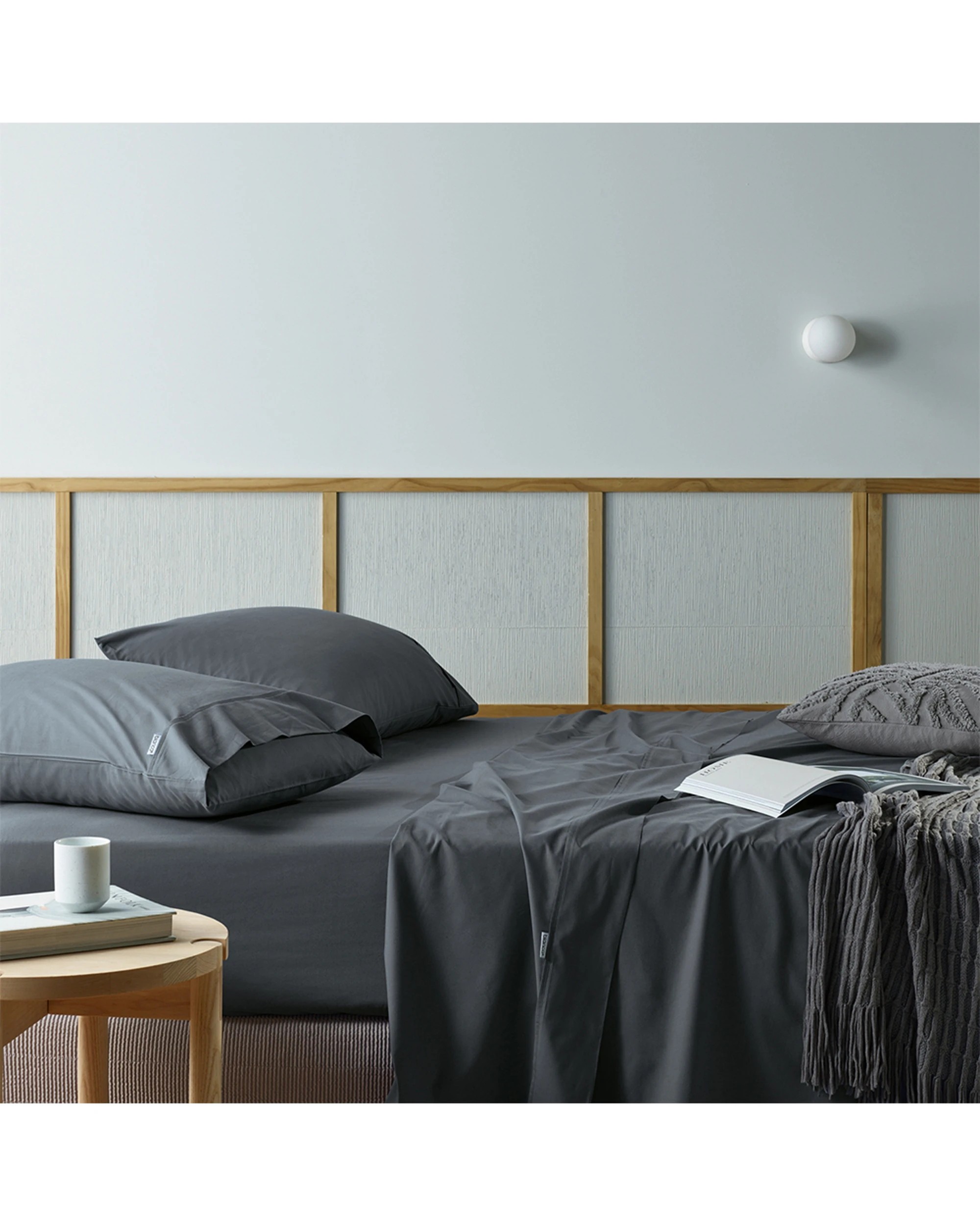 1 Bianca Natural Sleep Recycled Cotton Bamboo Sheet Set - Double Bed - Black, 1 of 1