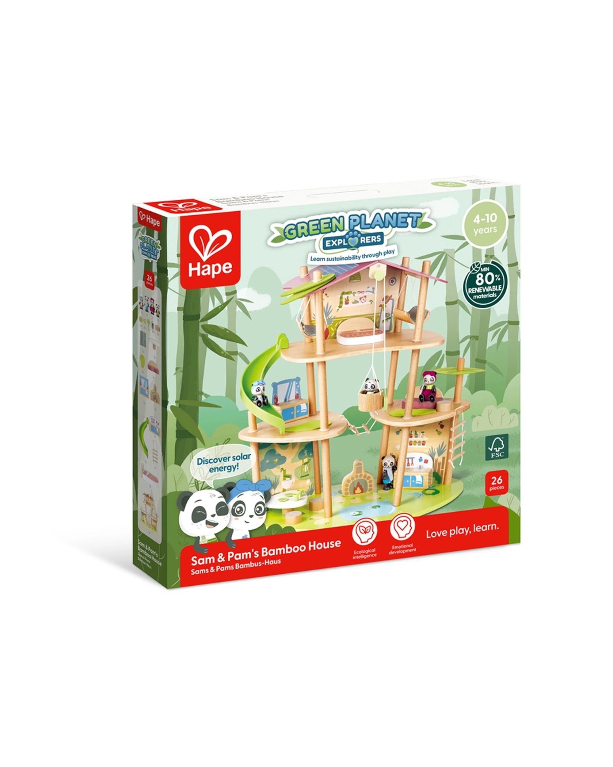 2 Hape Pandas’ Bamboo House Wooden Toy Dollhouse With Accessories - Multi, 2 of 4