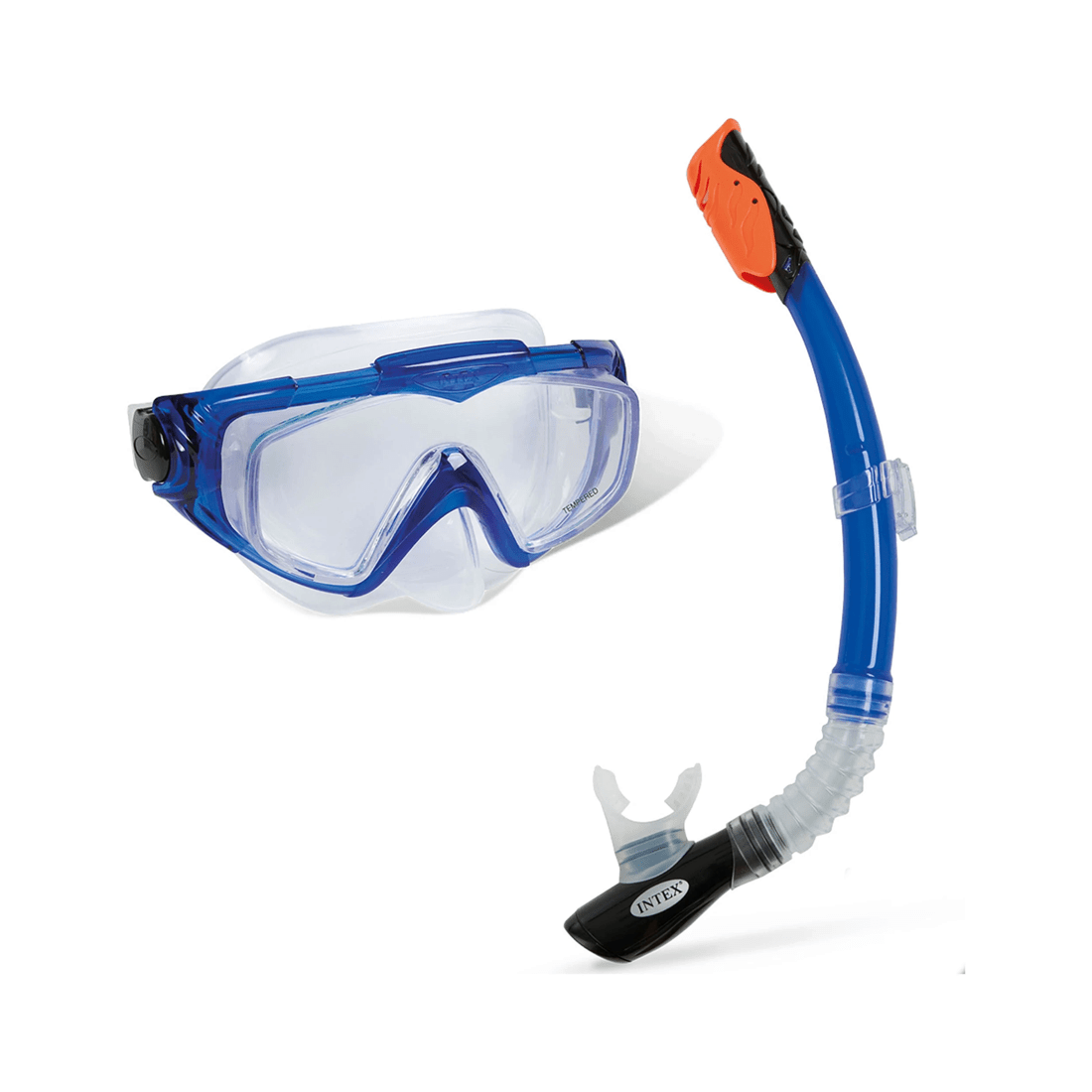 1 INTEX Aqua Flow Sport Silicone Swim Set Snorkel Mask Tempered Glass Lens - Multi, 1 of 3