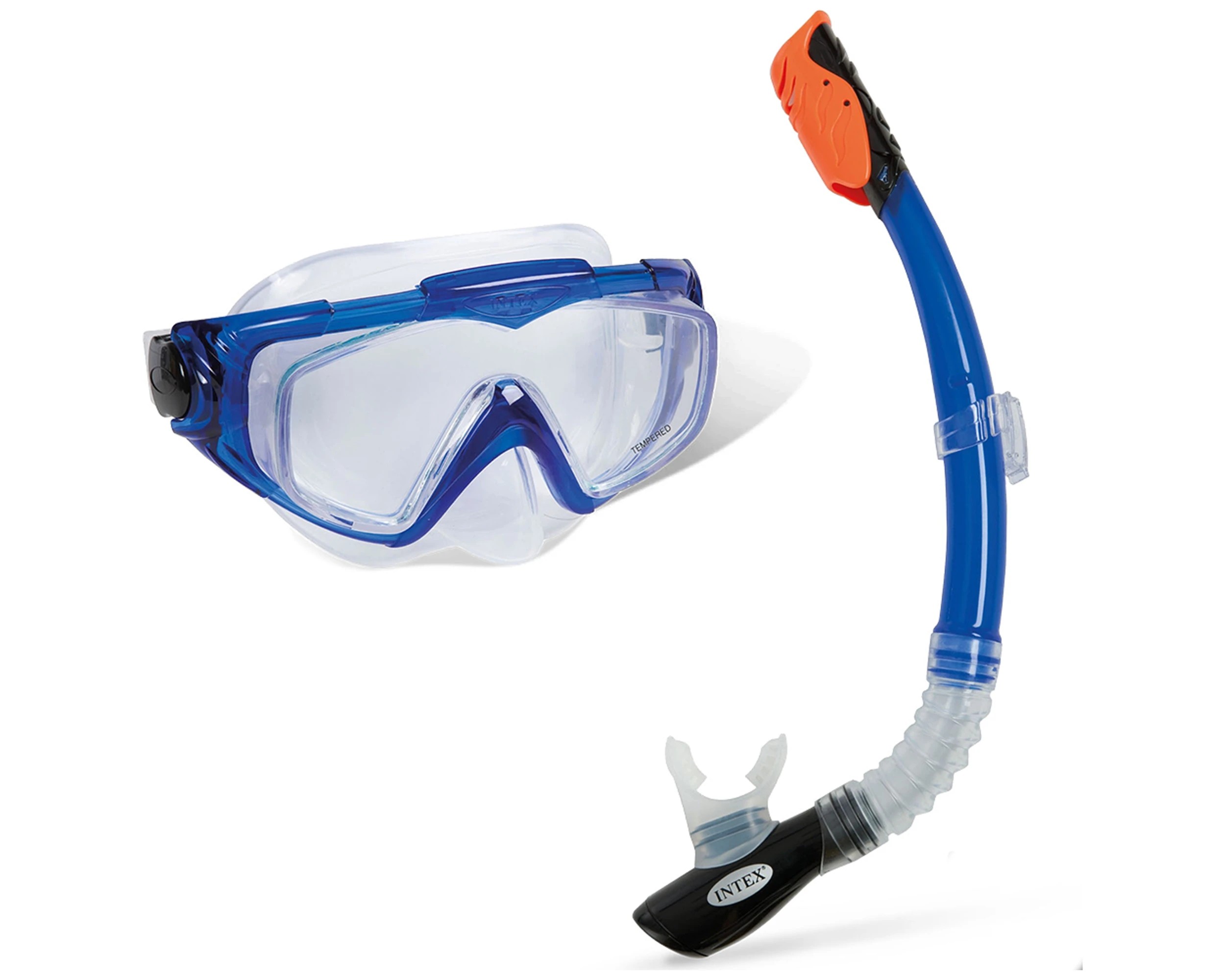 1 INTEX Aqua Flow Sport Silicone Swim Set Snorkel Mask Tempered Glass Lens - Multi, 1 of 3