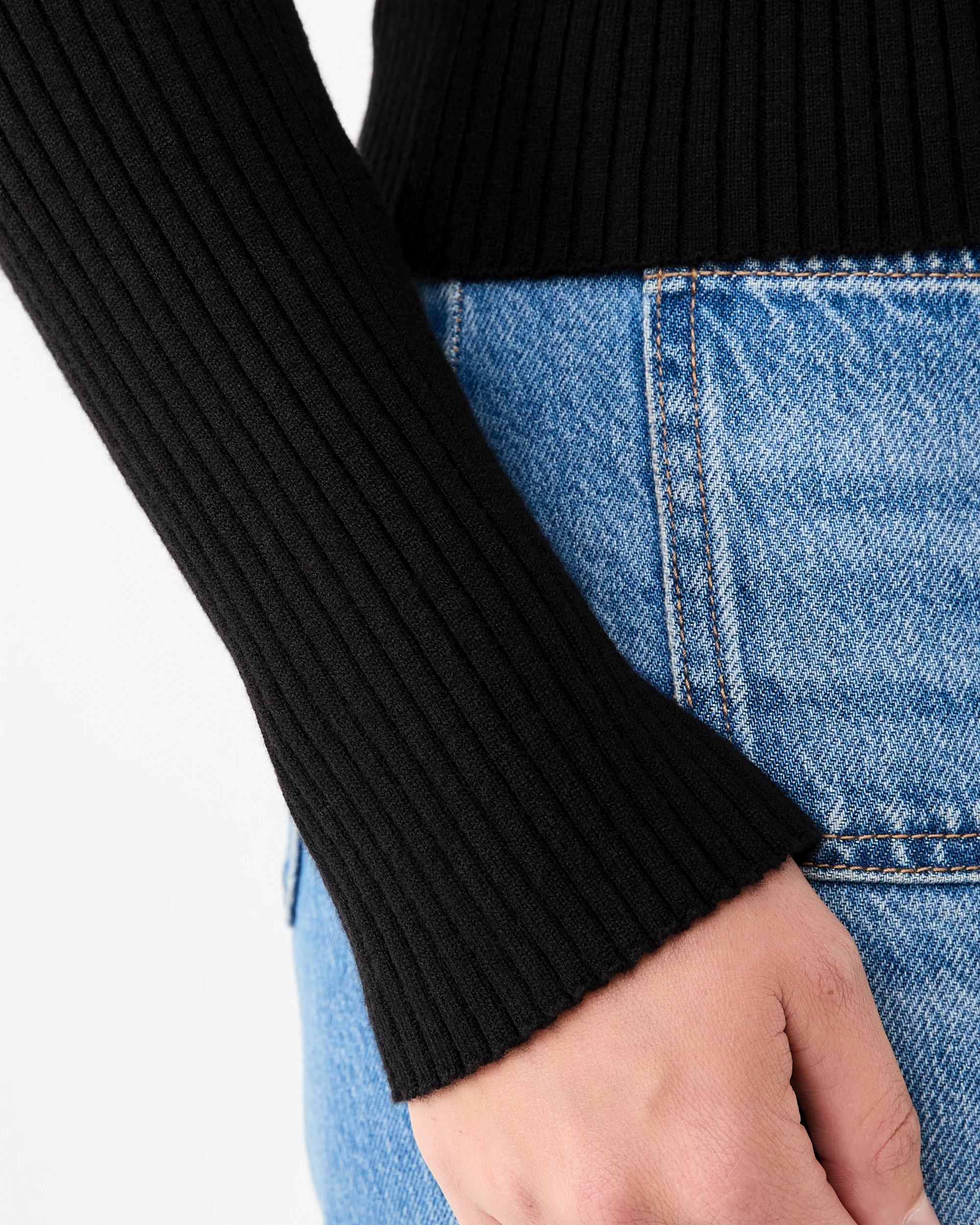 7 Long Sleeve Tipped Polo Top Black, 7 of 7