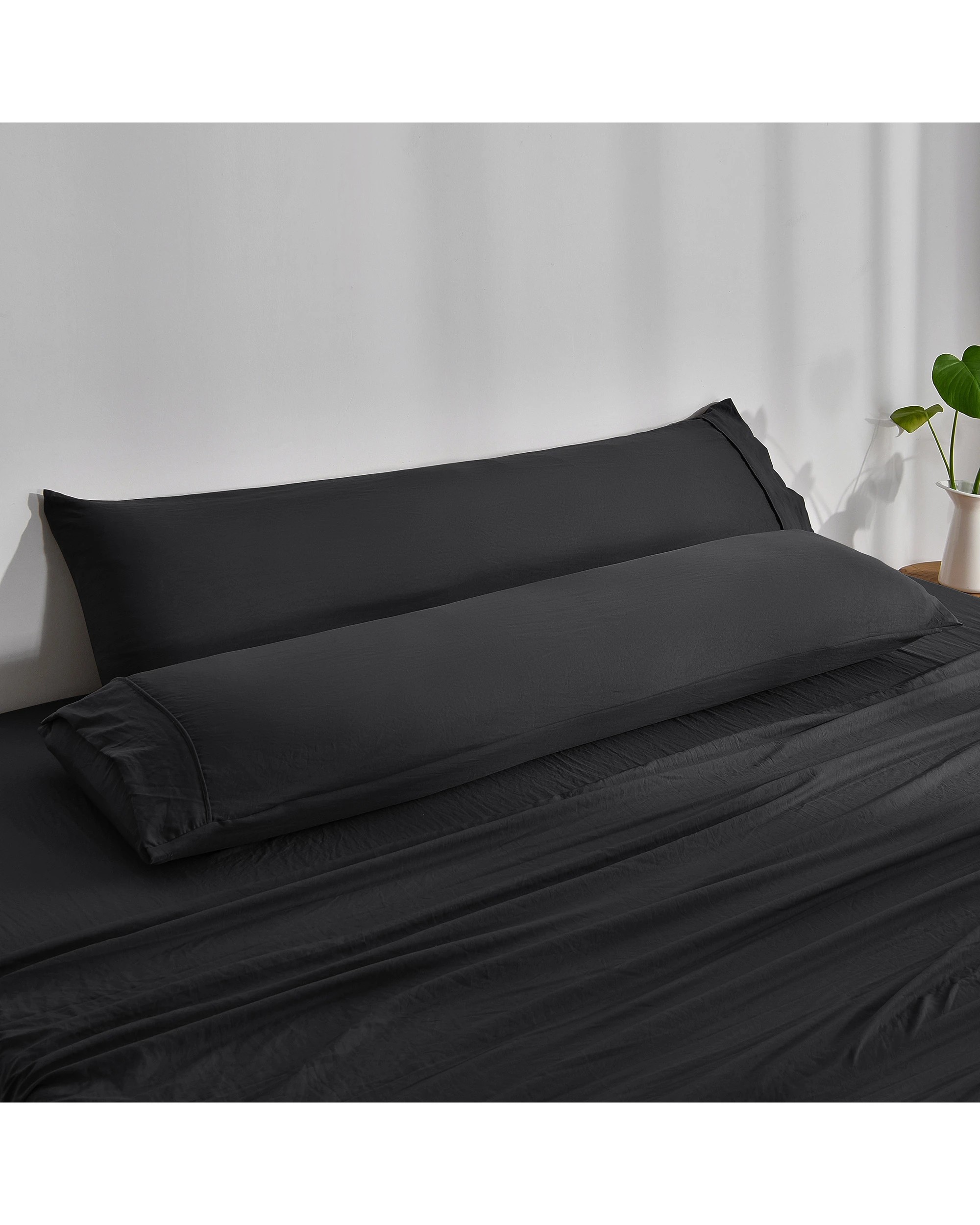 3 Dreamaker Superfine Washed Microfibre Body Pillowcase Twin Pack - Black, 3 of 5