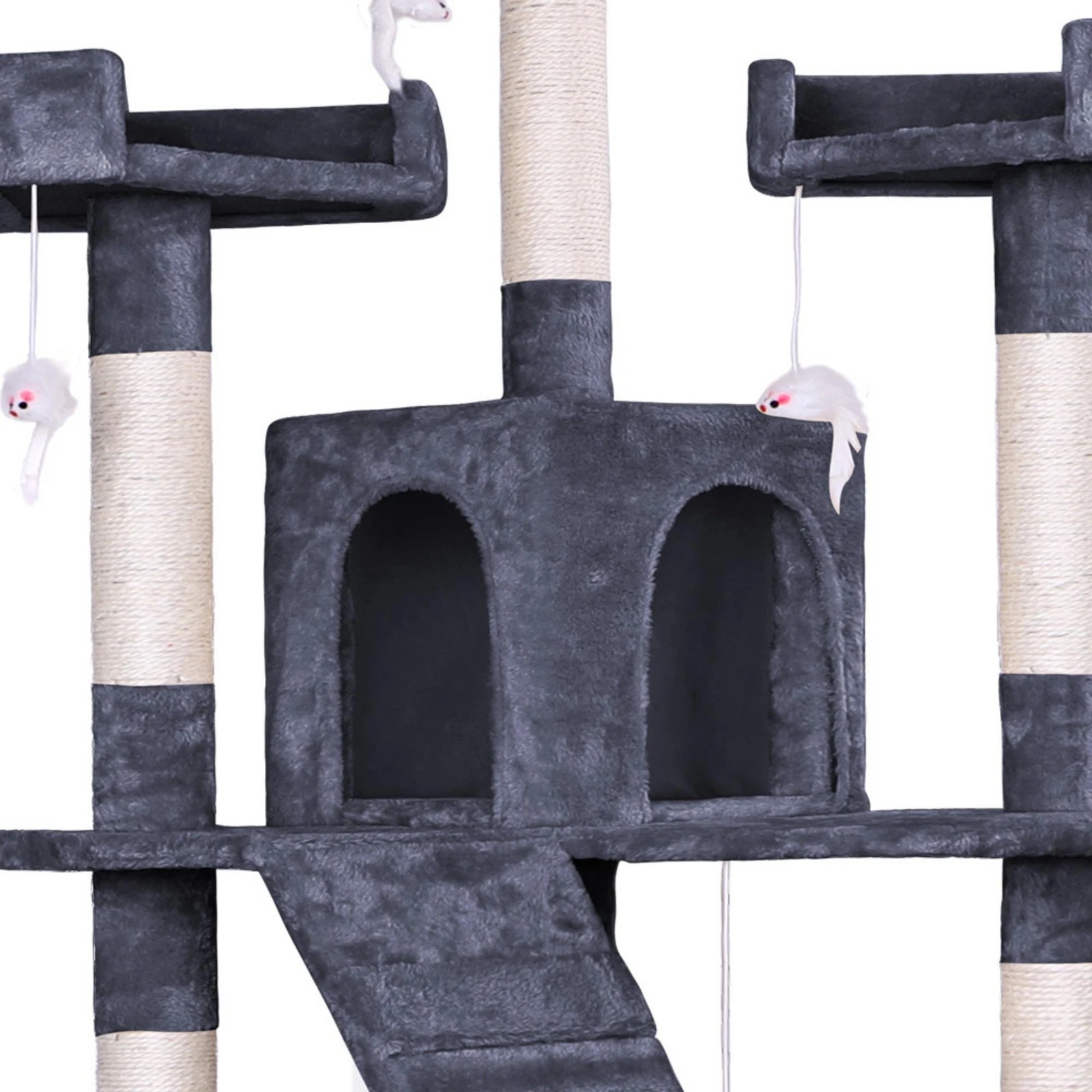 5 Beastie Cat Tree Scratching Post Scratcher Tower Condo House Furniture Wood 180CM - Grey, 5 of 6