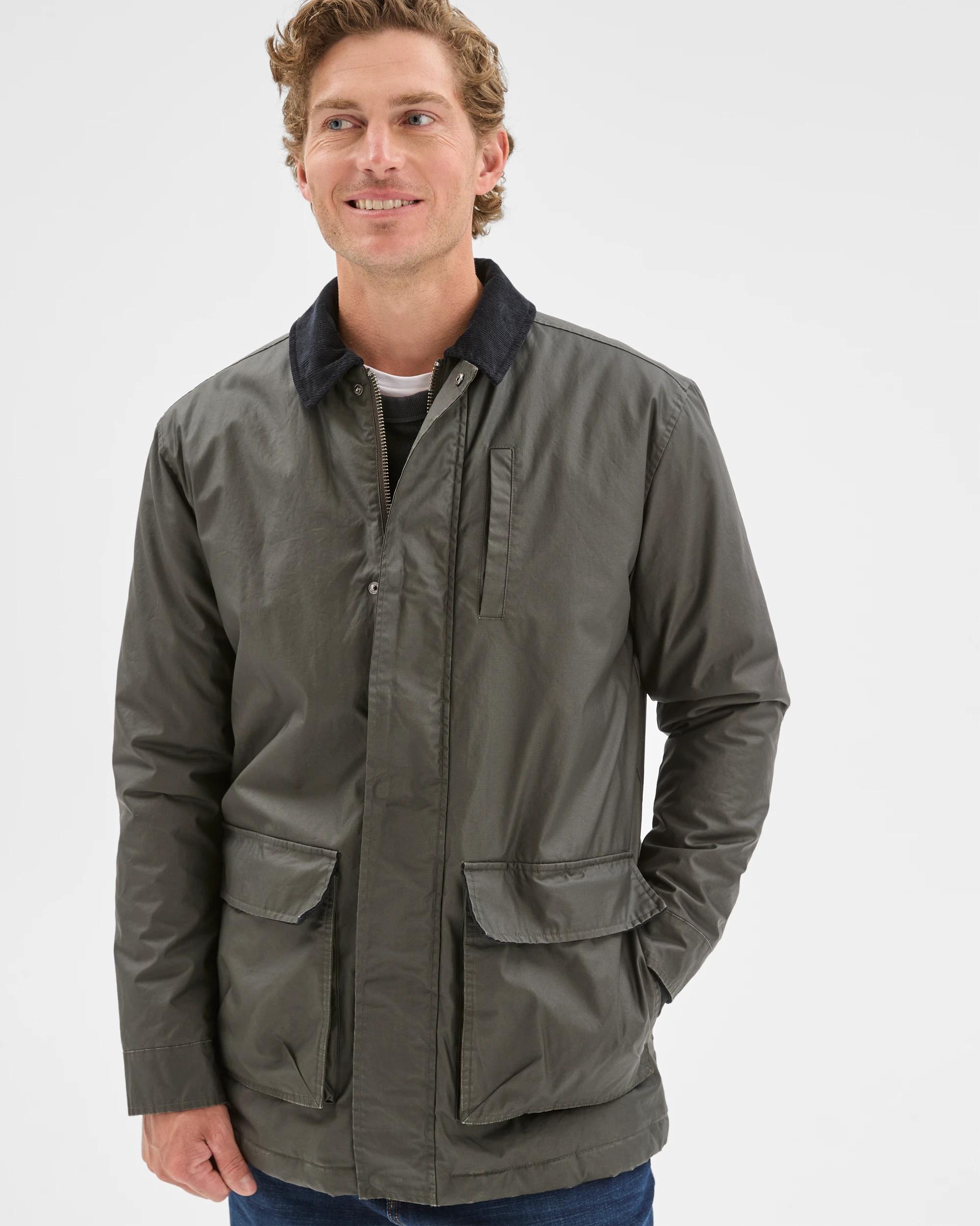1 Target Man Australian Cotton Waxed Parka Jacket DARK OLIVE, 1 of 10