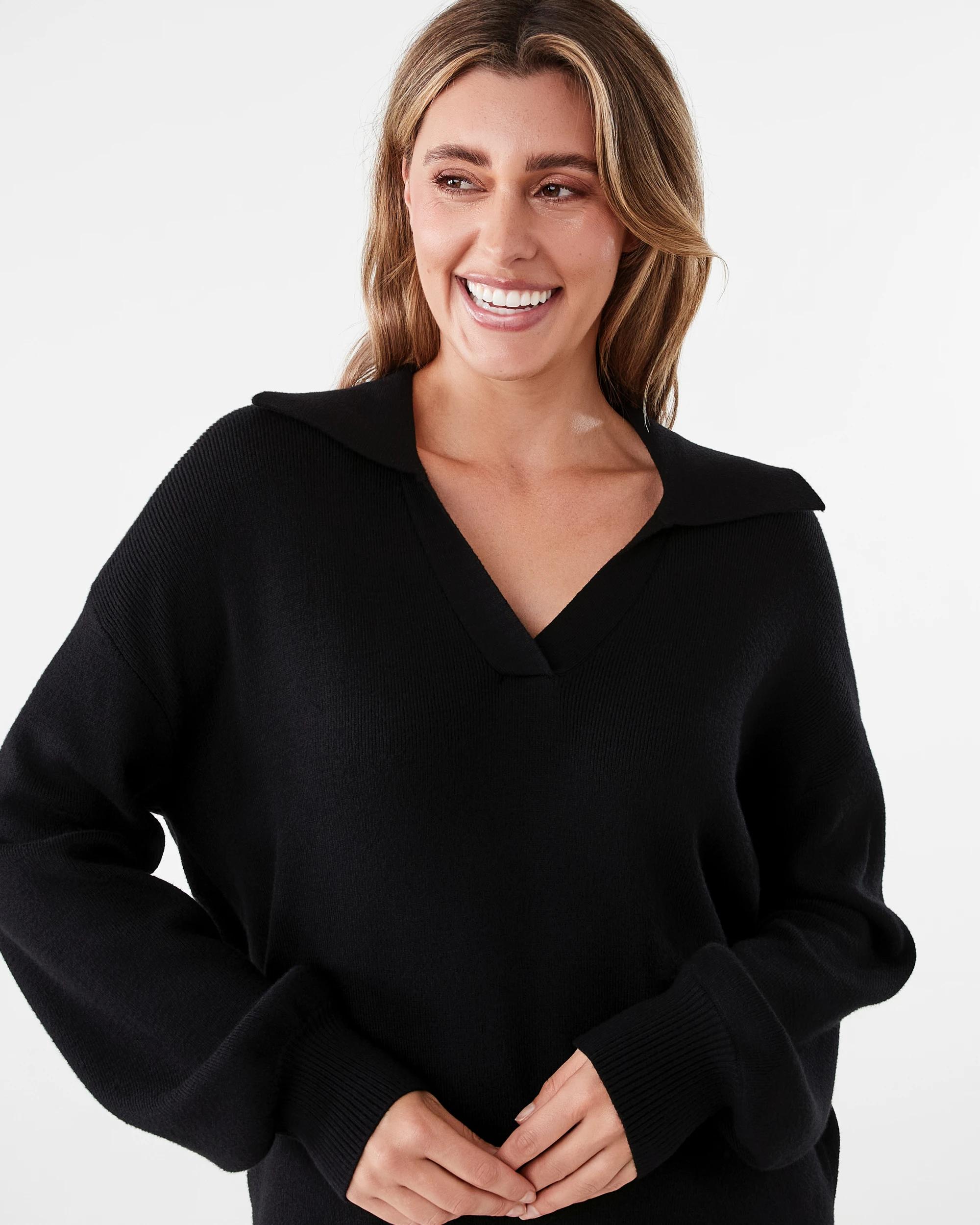 4 Compact Polo Jumper Black, 4 of 8