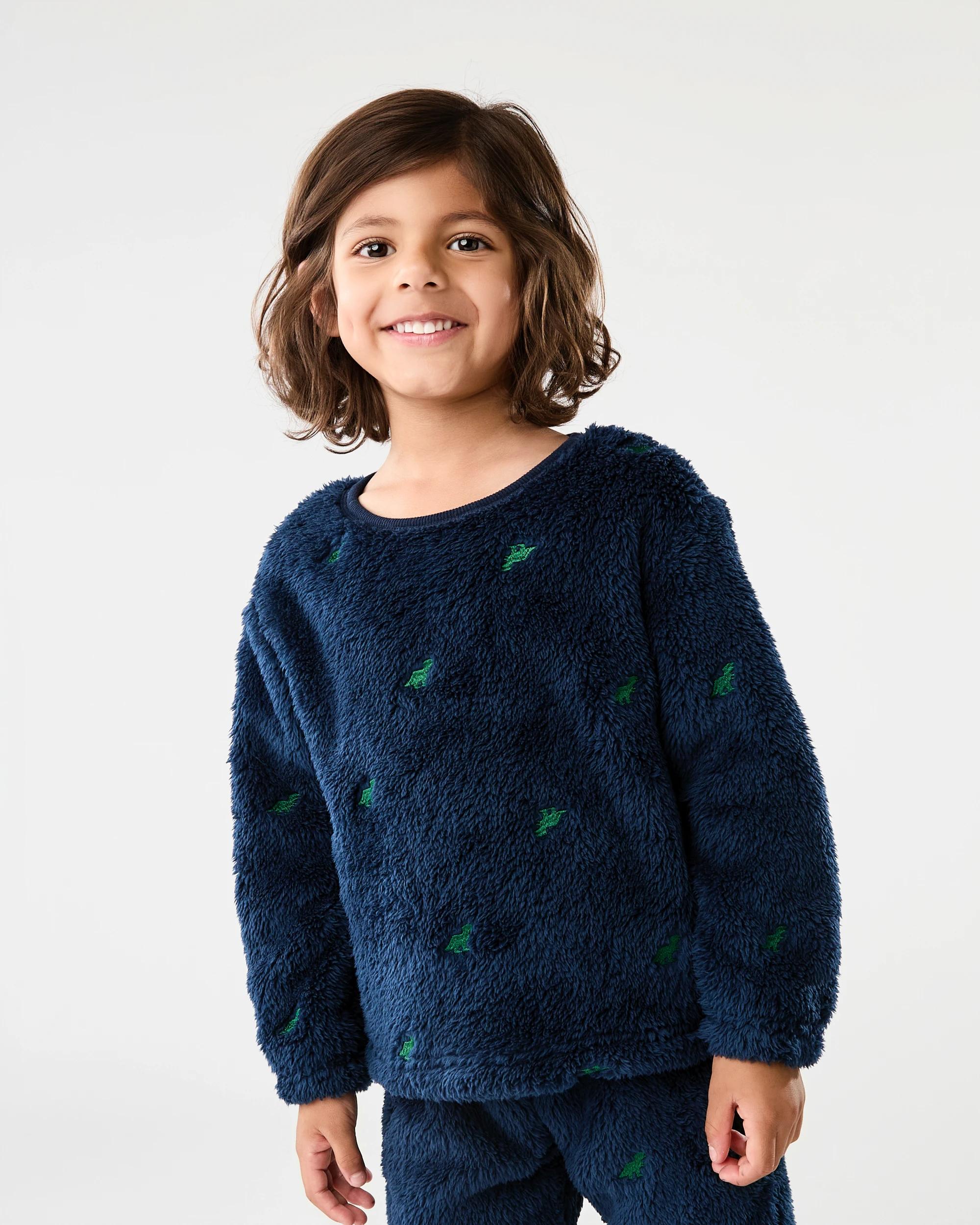 1 Embroidery Fluffy Pyjama Set Nvy Trex, 1 of 6