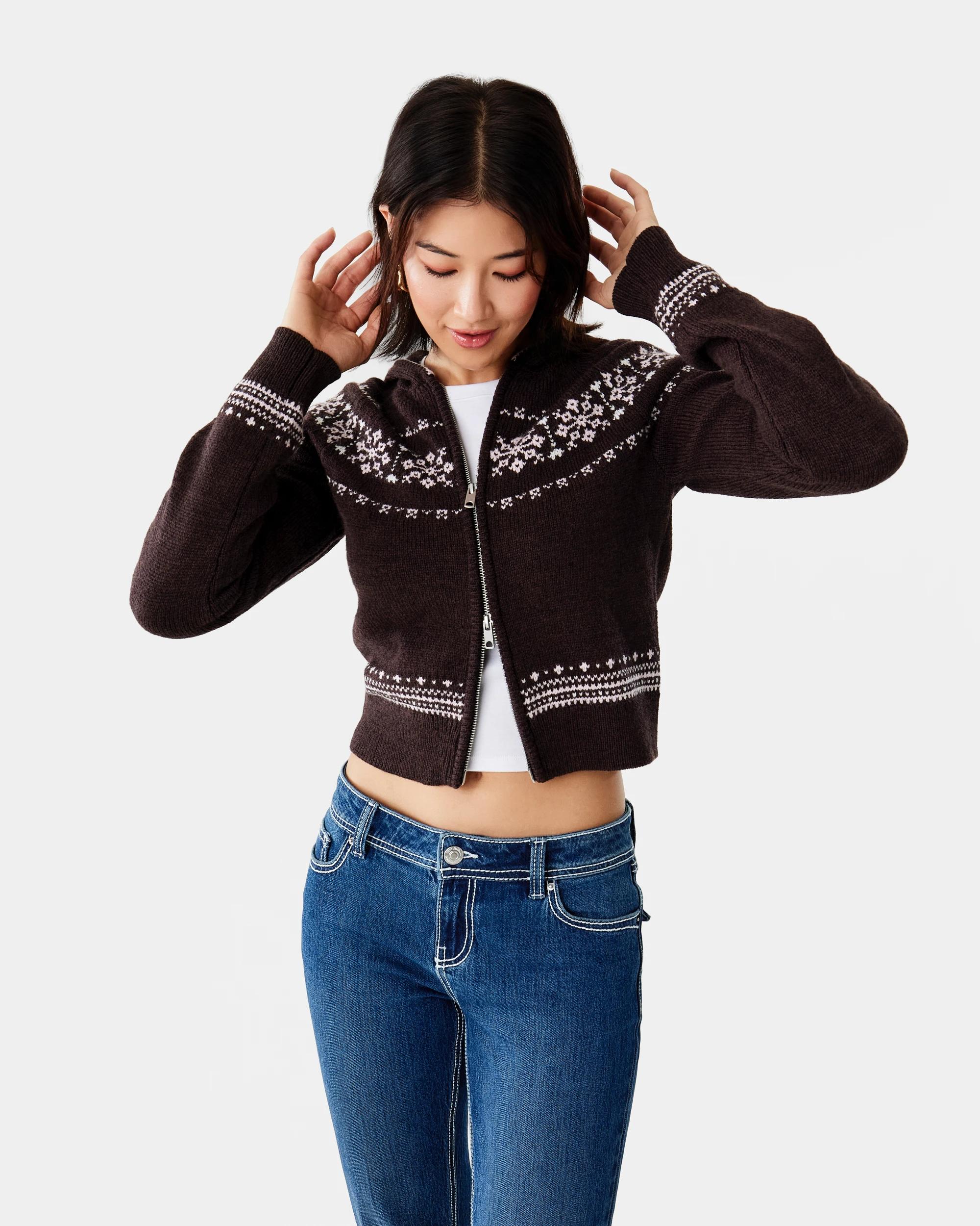 10 Fair Isle Knit Hoodie Brn Flwer, 10 of 10