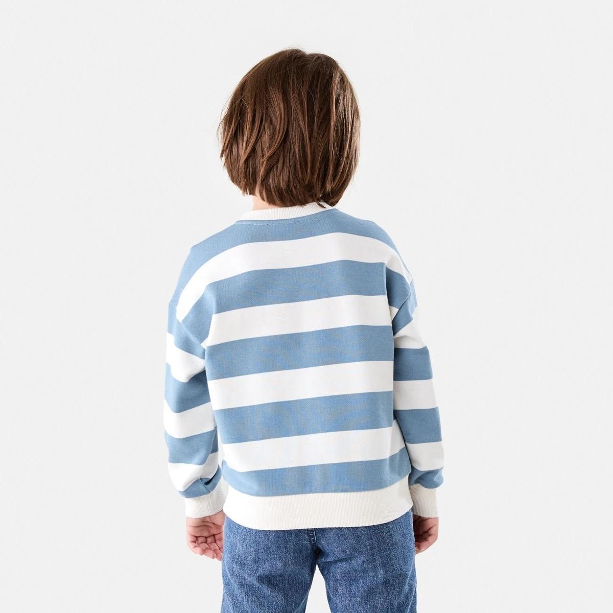 2 Stripe Oversized Crew Neck Sweatshirt Blu Stripe, 2 of 7