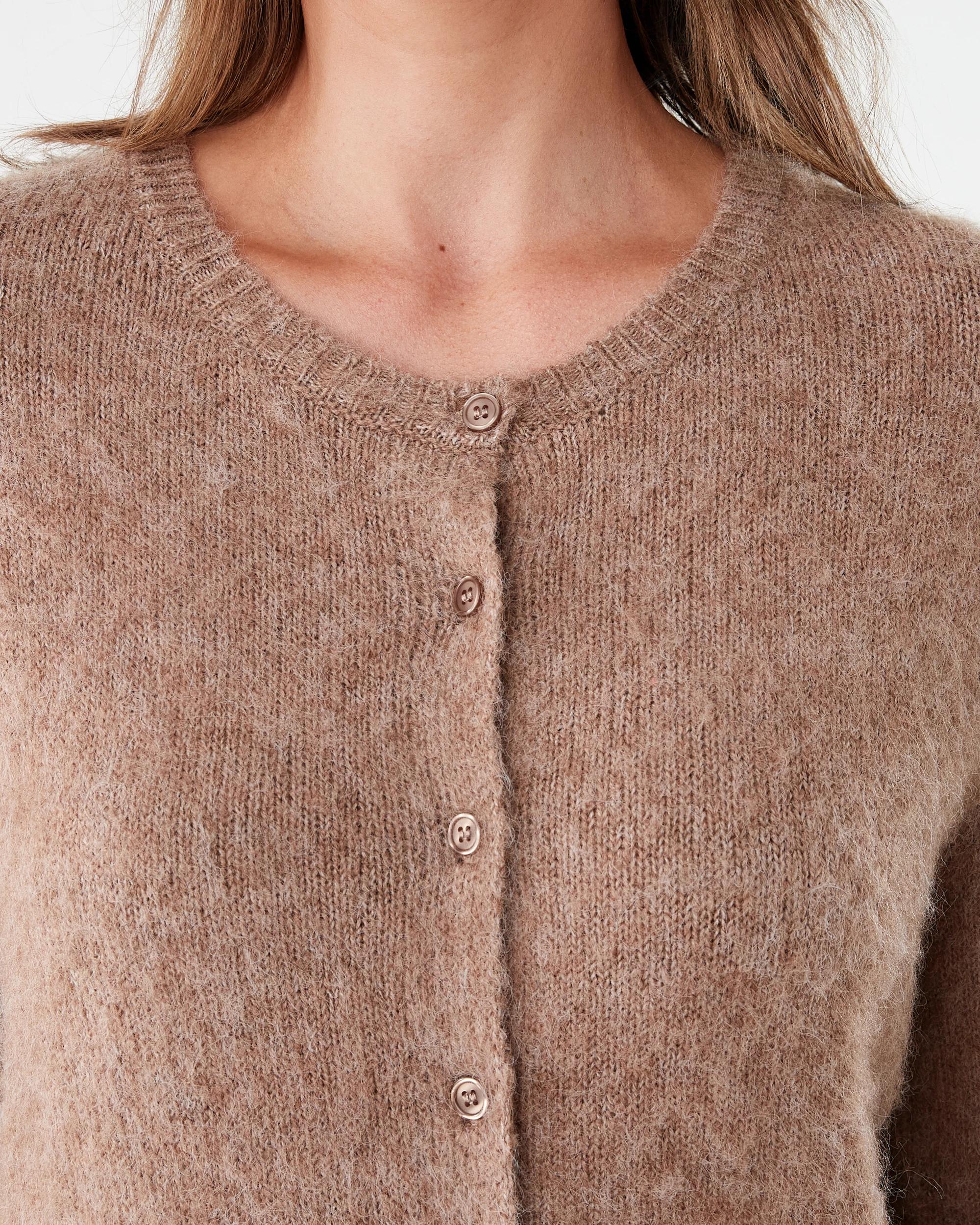 4 Long Sleeve Fluffy Cardigan Natural, 4 of 6